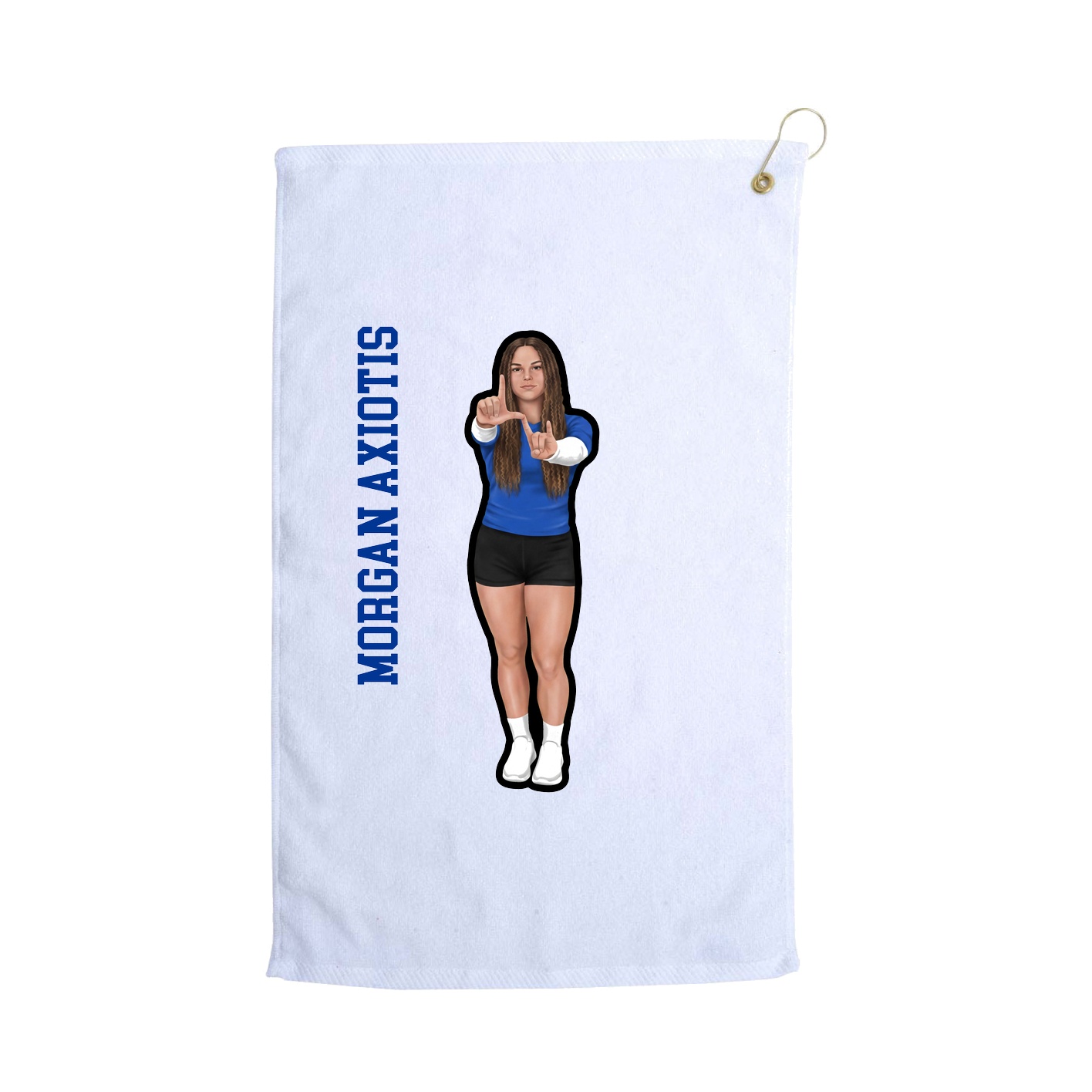 Golf Towel — Name Vertical in White