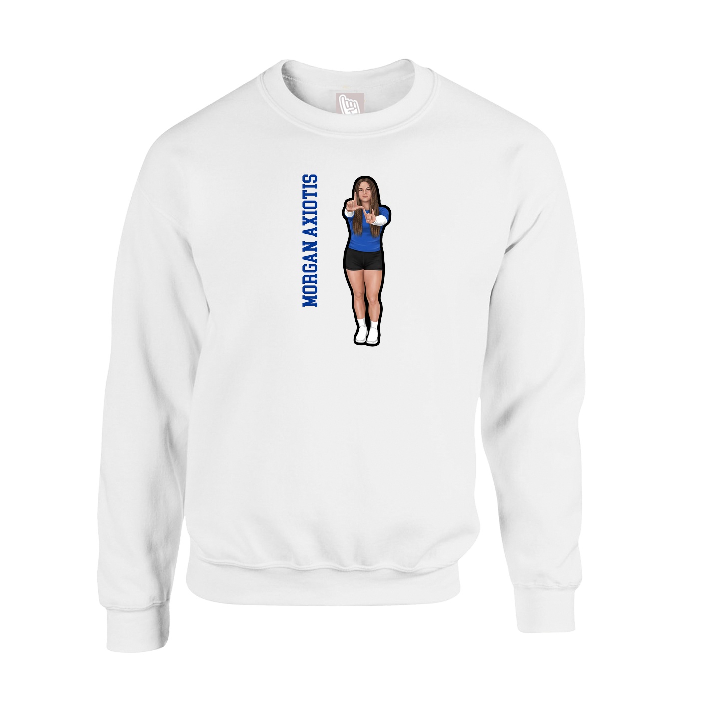 Fleece Crew — Name Vertical in White