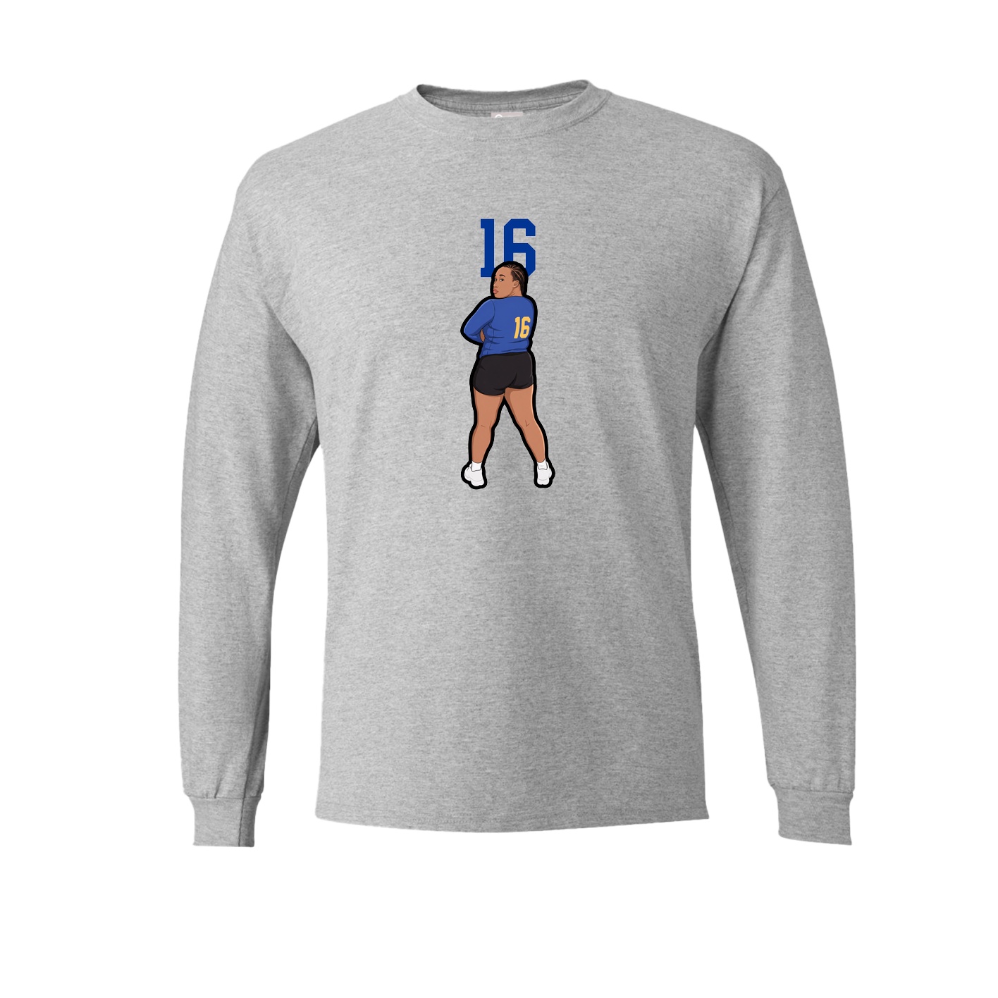 Long Sleeve Tee — Number Top in Grey