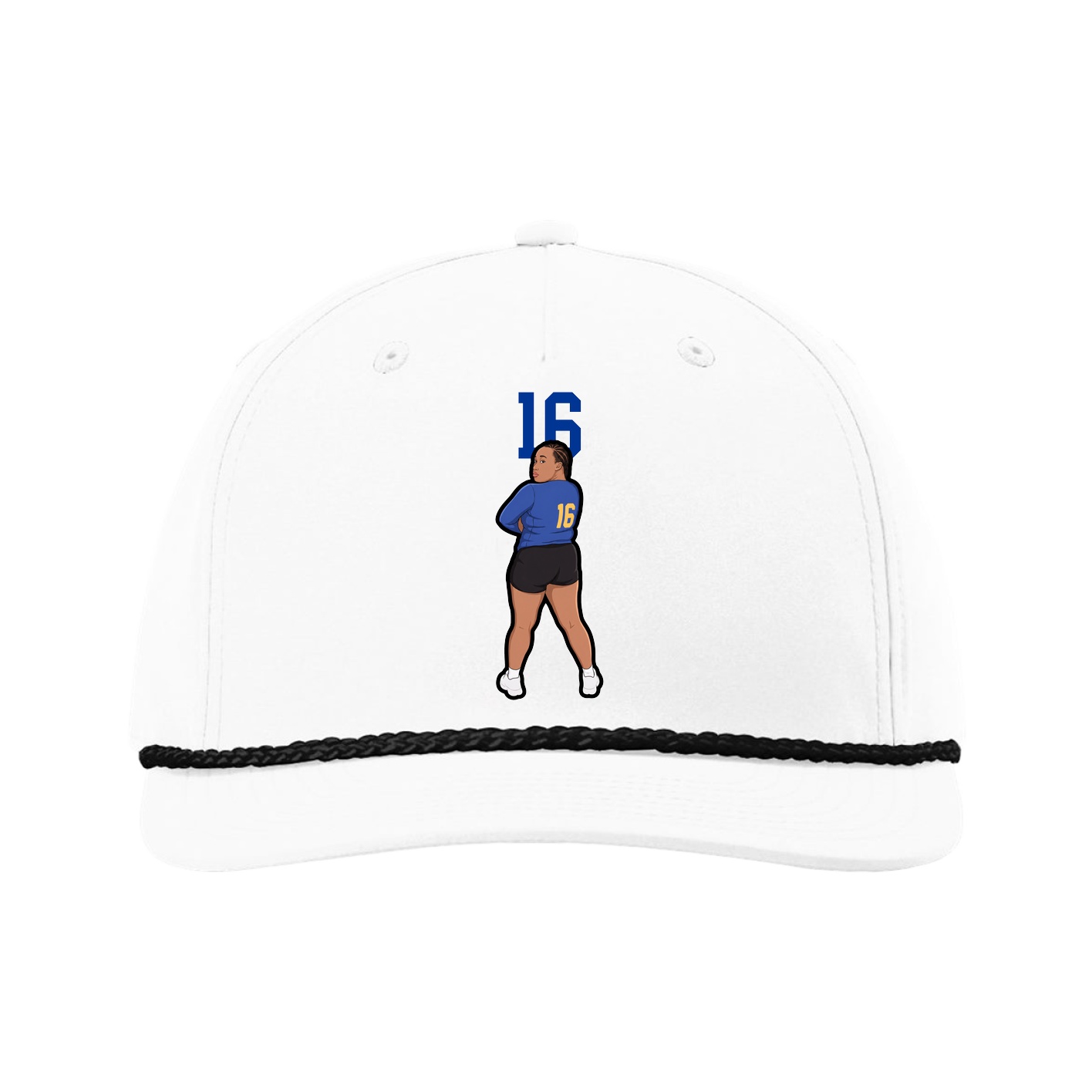 Five-Panel Classic Rope Cap — Number Top in White