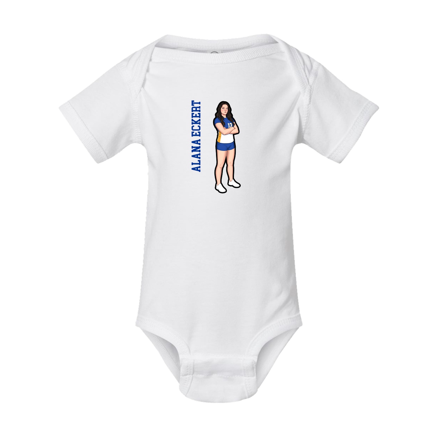 Baby Onesie — Name Vertical in White