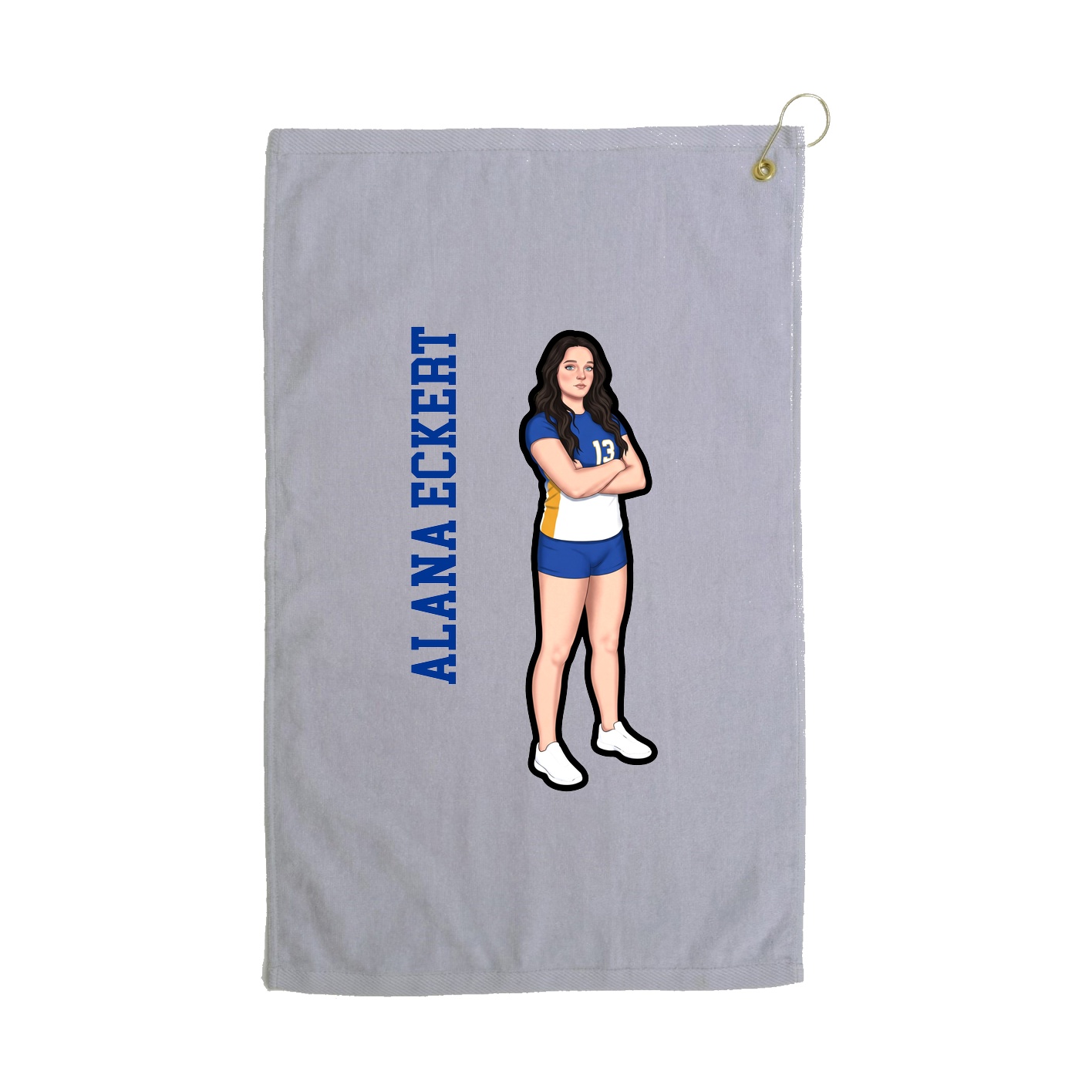 Golf Towel — Name Vertical in Grey