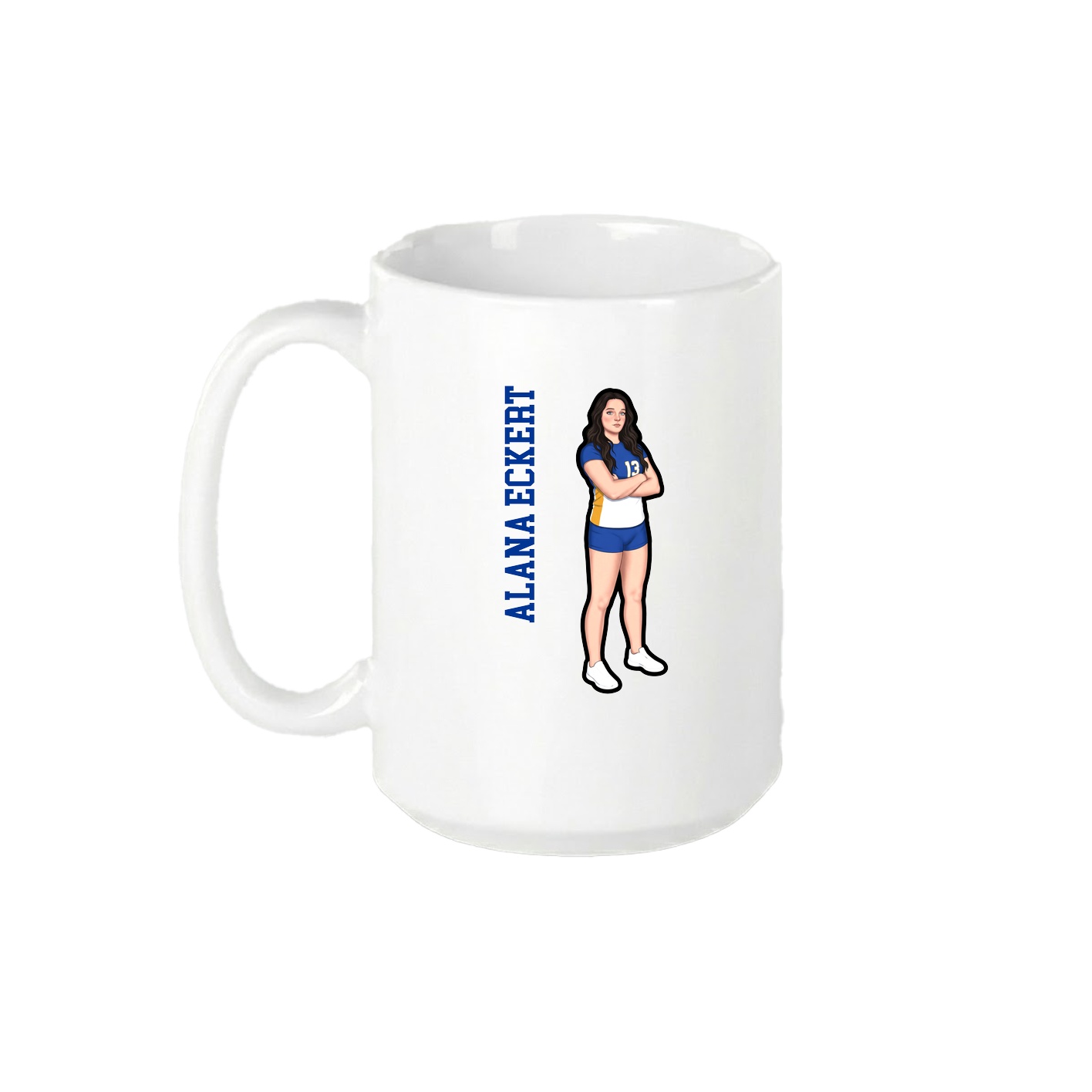 15oz Coffee Mug — Name Vertical in White