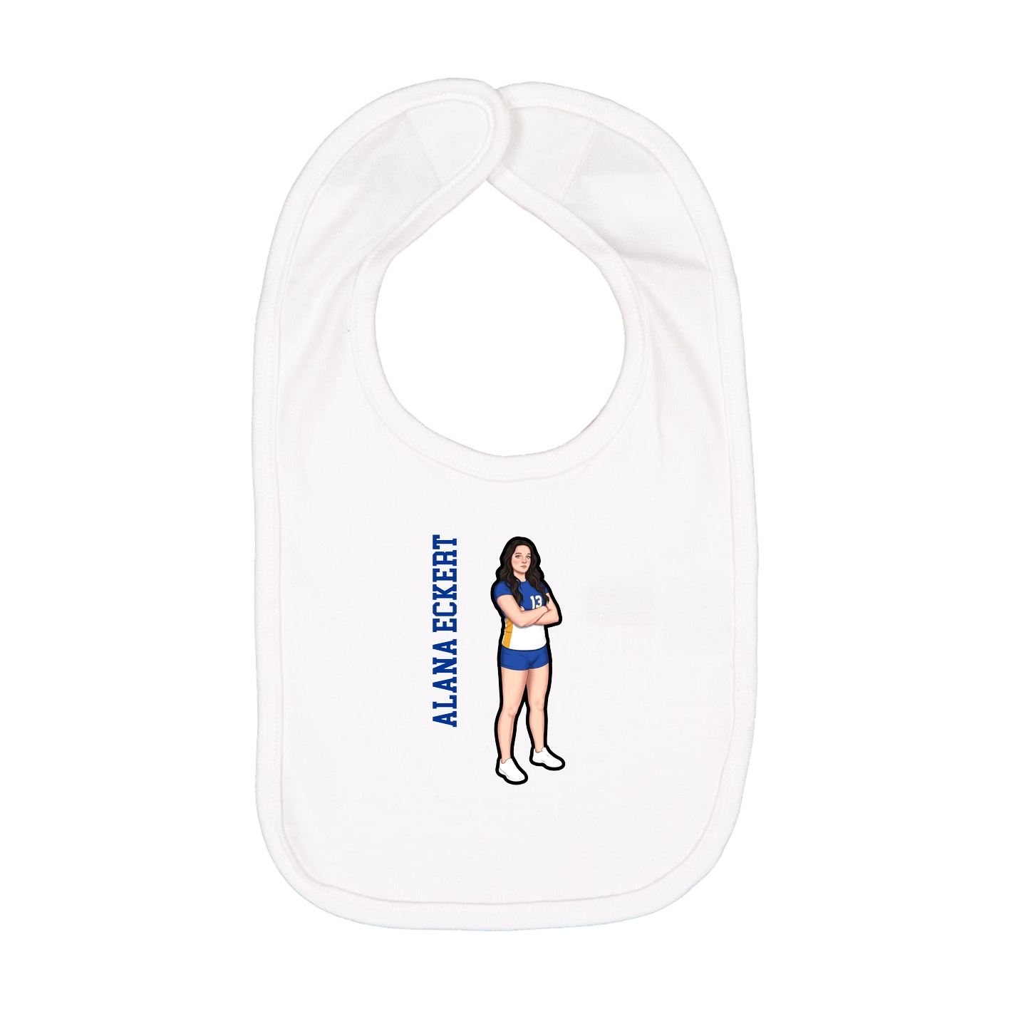 Infant Bib — Name Vertical in White