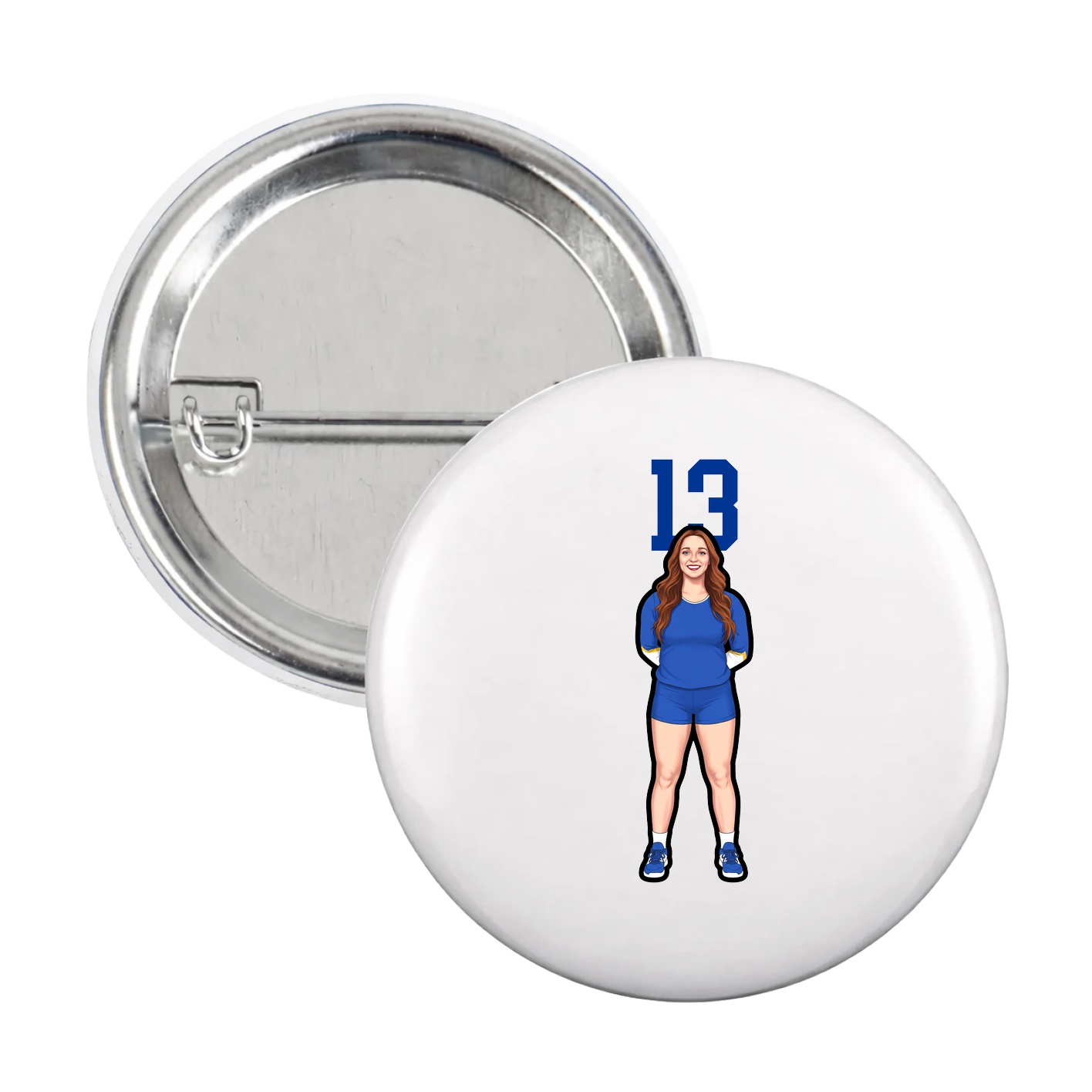 Game Day Button — Number Top in White