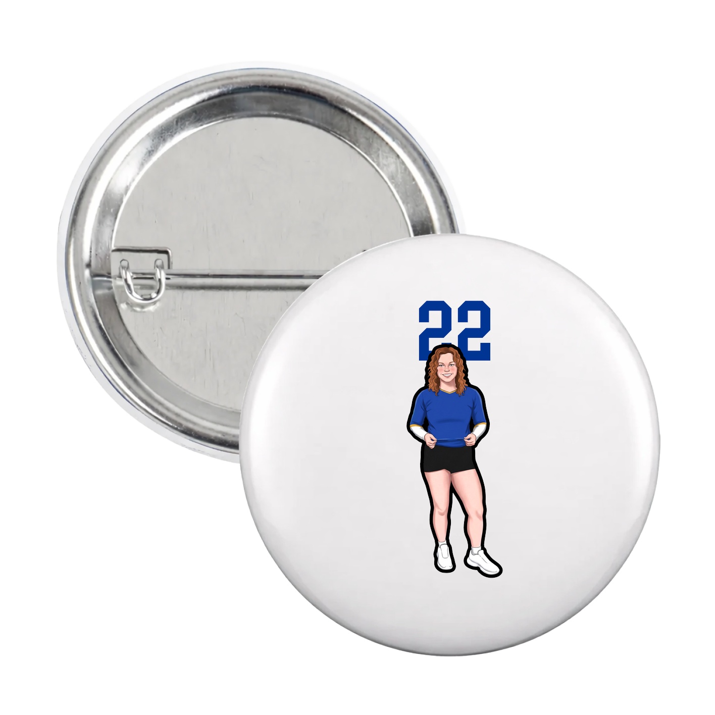 Game Day Button — Number Top in White