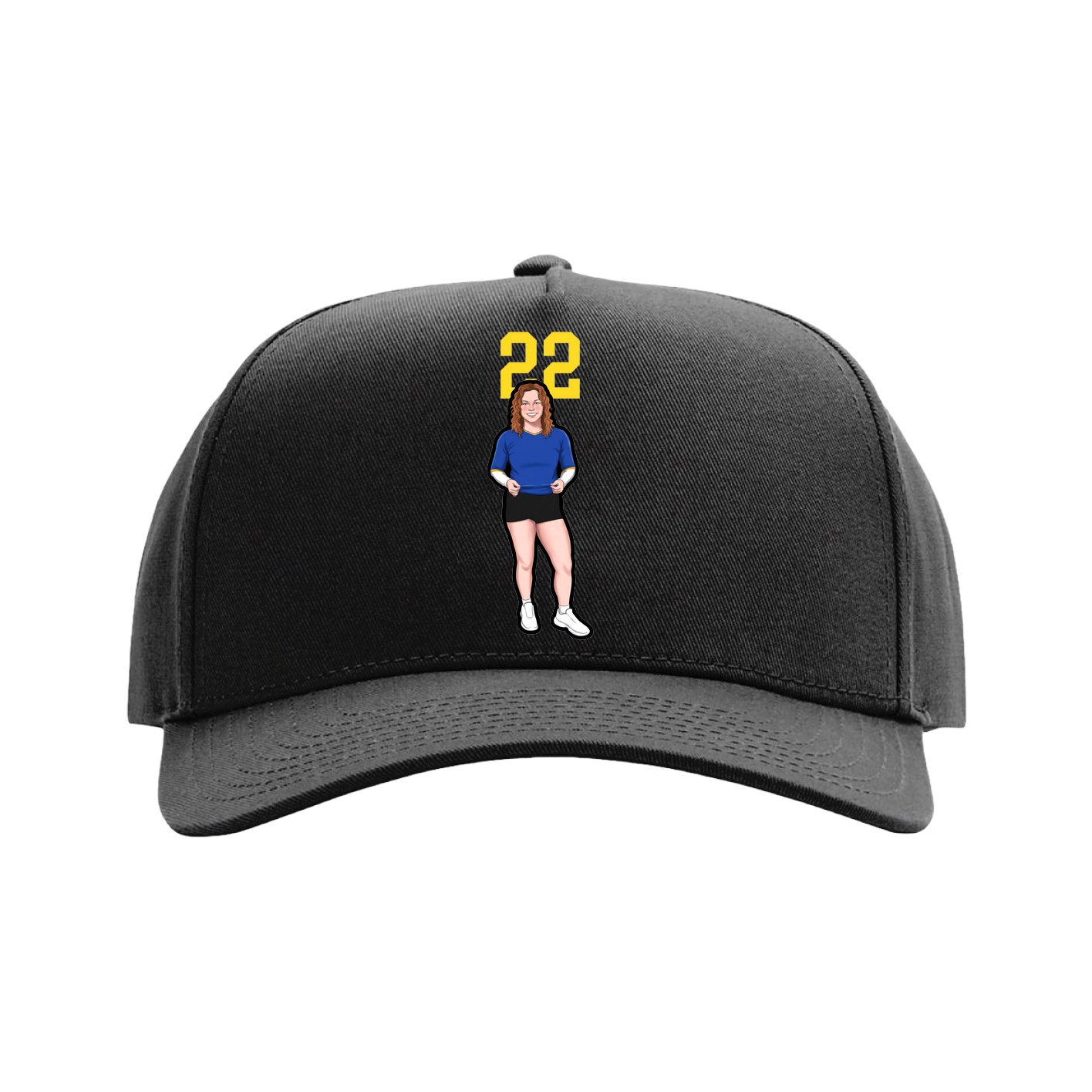 Full Fabric Five-Panel Champ Cap — Number Top in Black