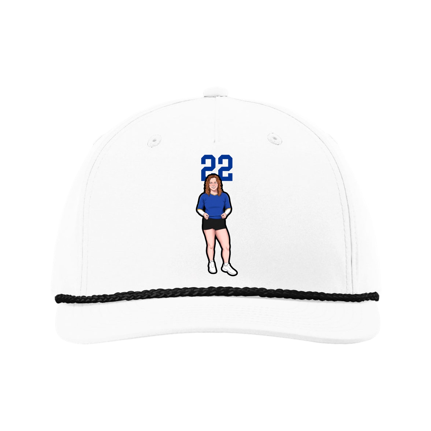 Five-Panel Classic Rope Cap — Number Top in White