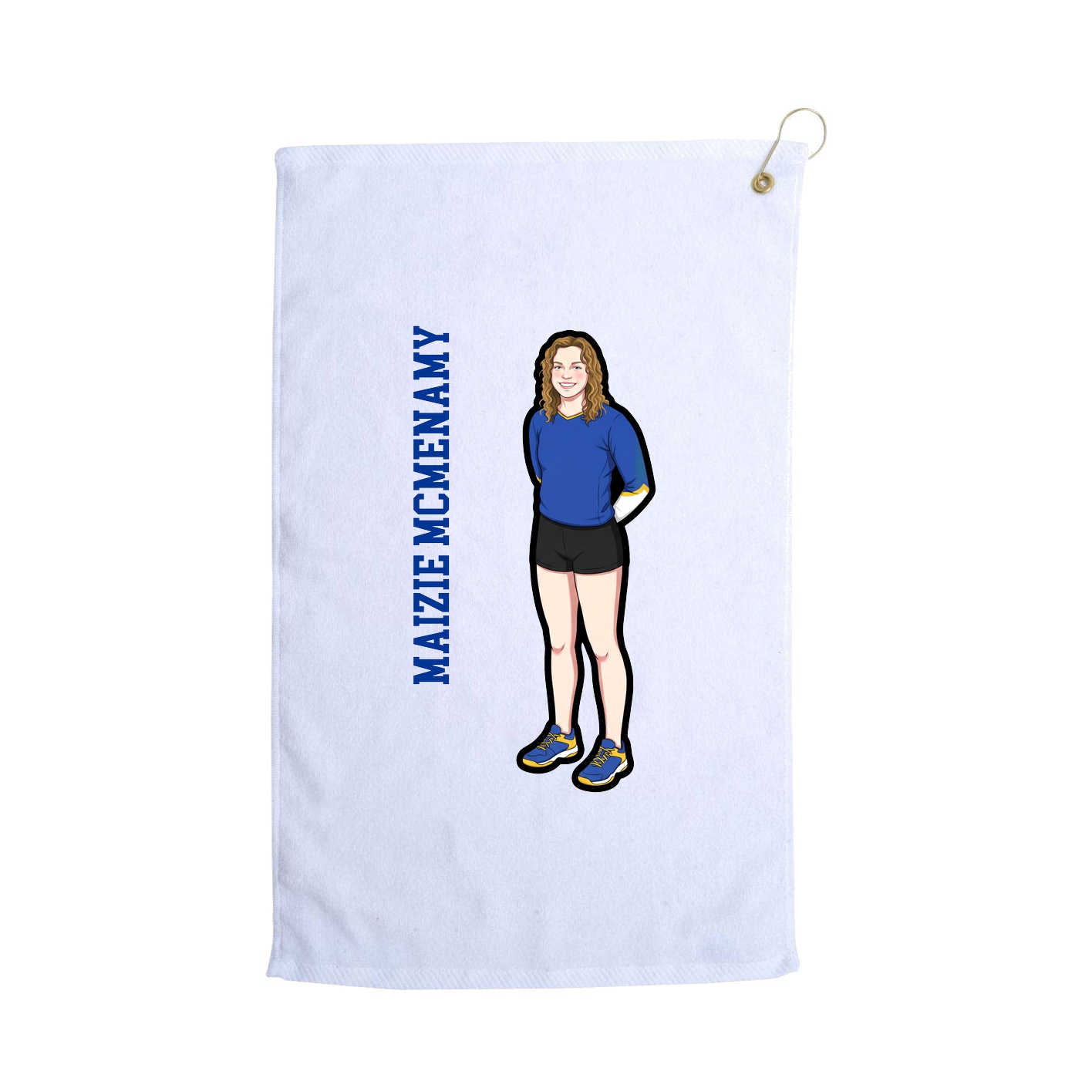 Golf Towel — Name Vertical in White
