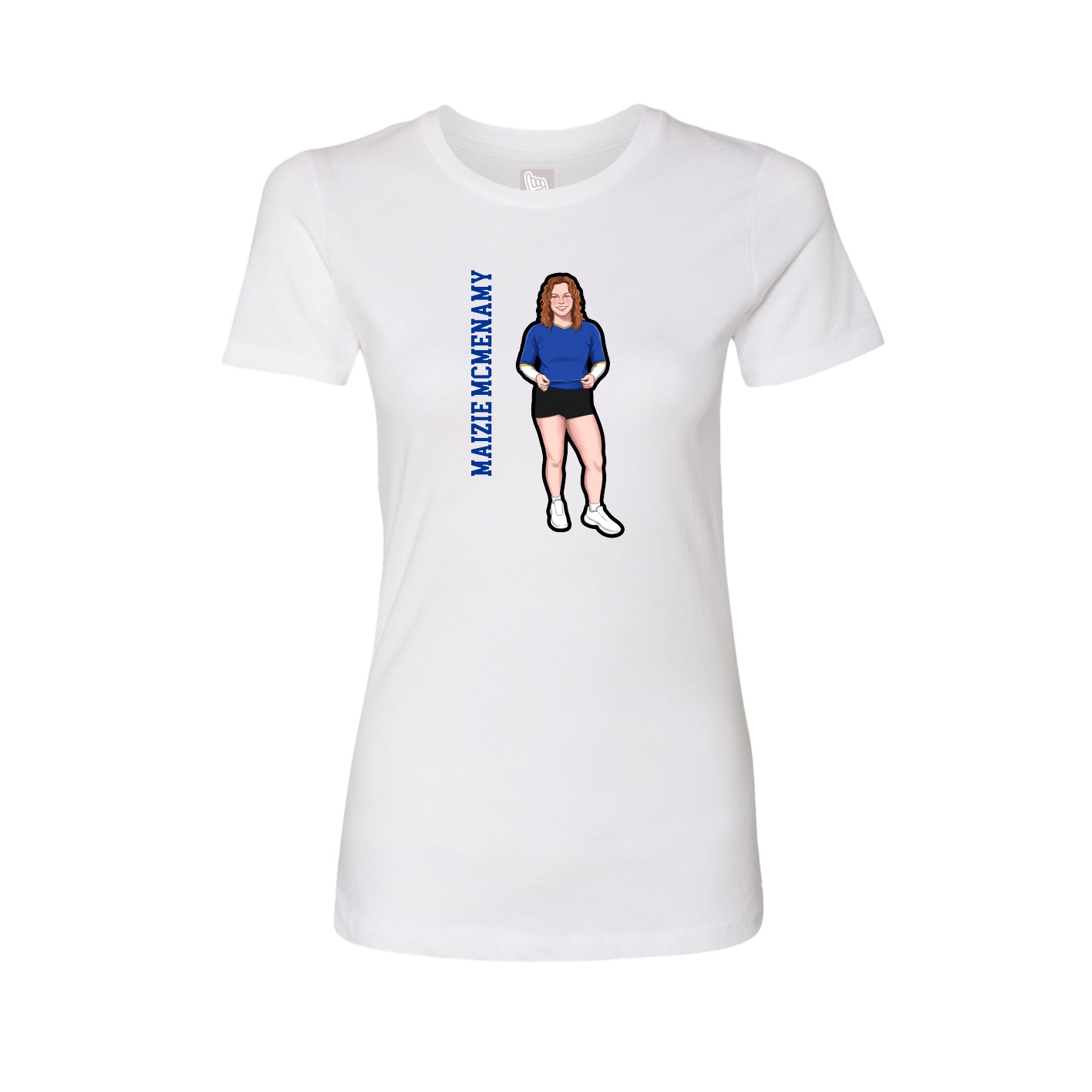 Fitted Women's Tee — Name Vertical in White