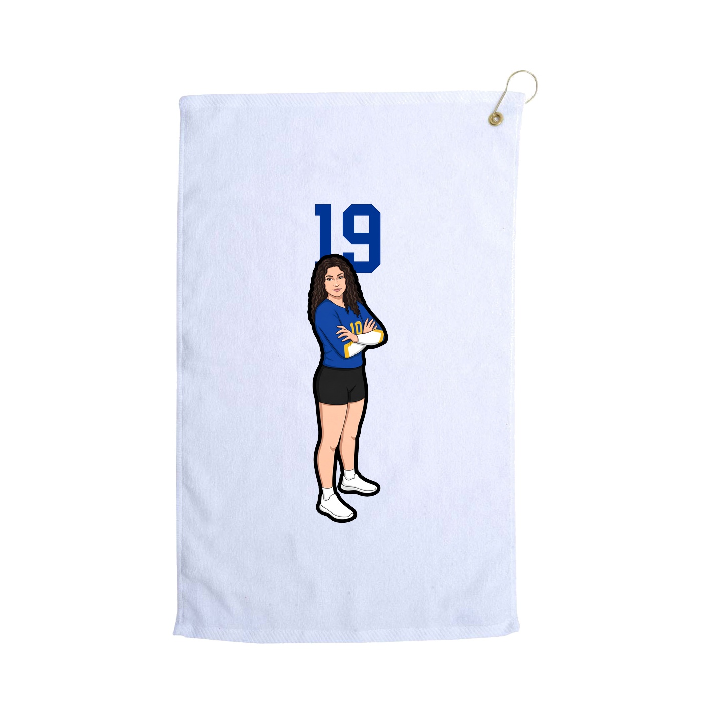 Golf Towel — Number Top in White