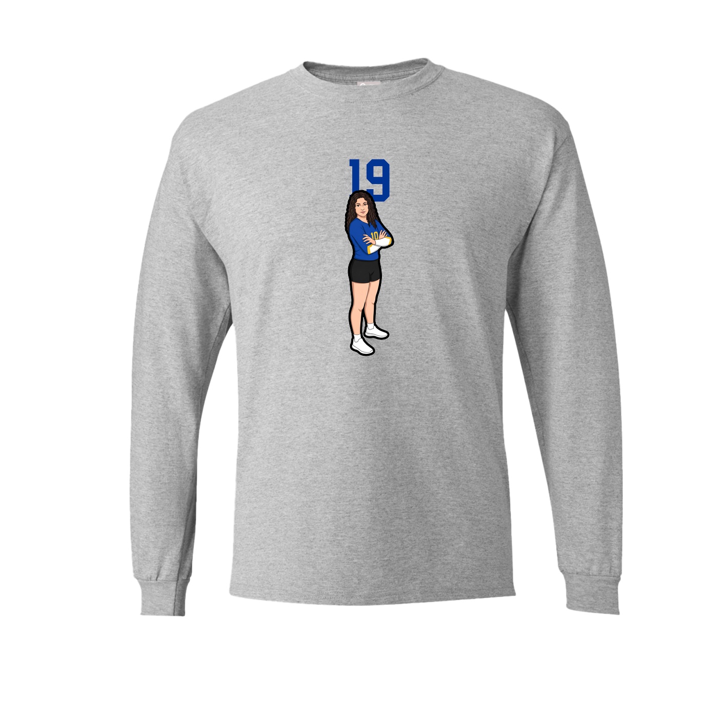 Long Sleeve Tee — Number Top in Grey