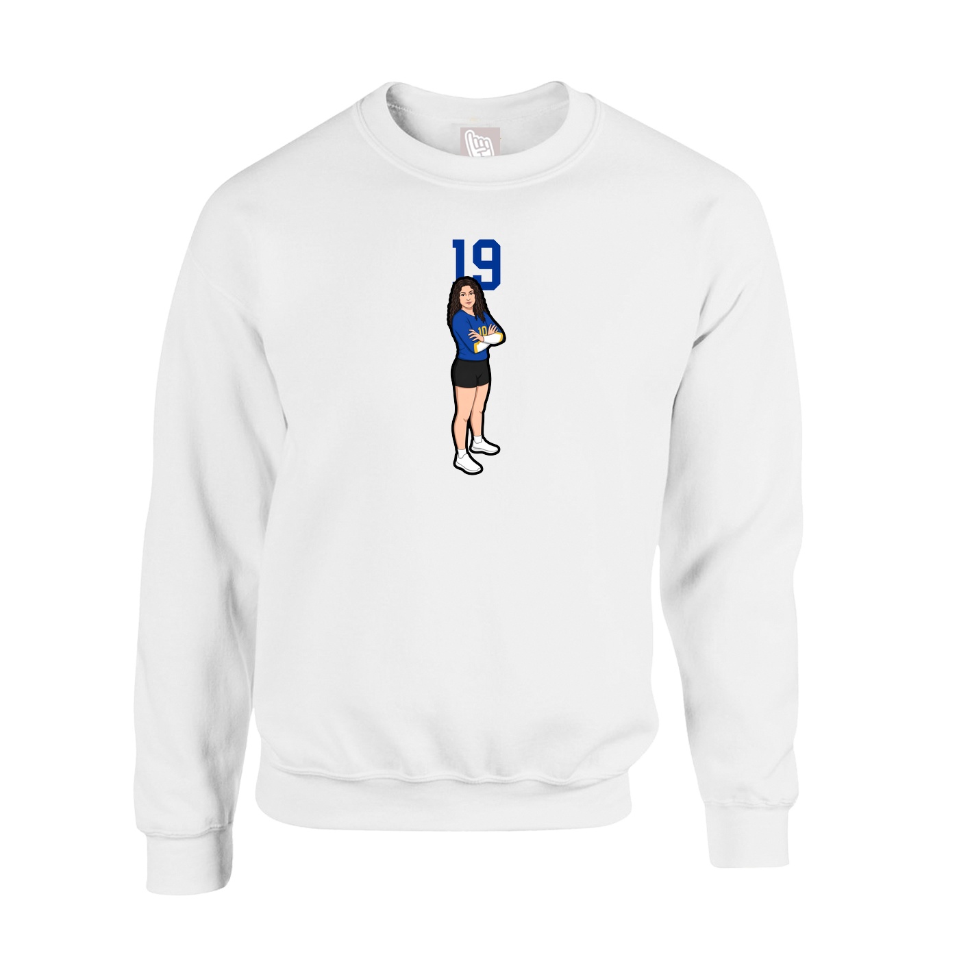 Fleece Crew — Number Top in White