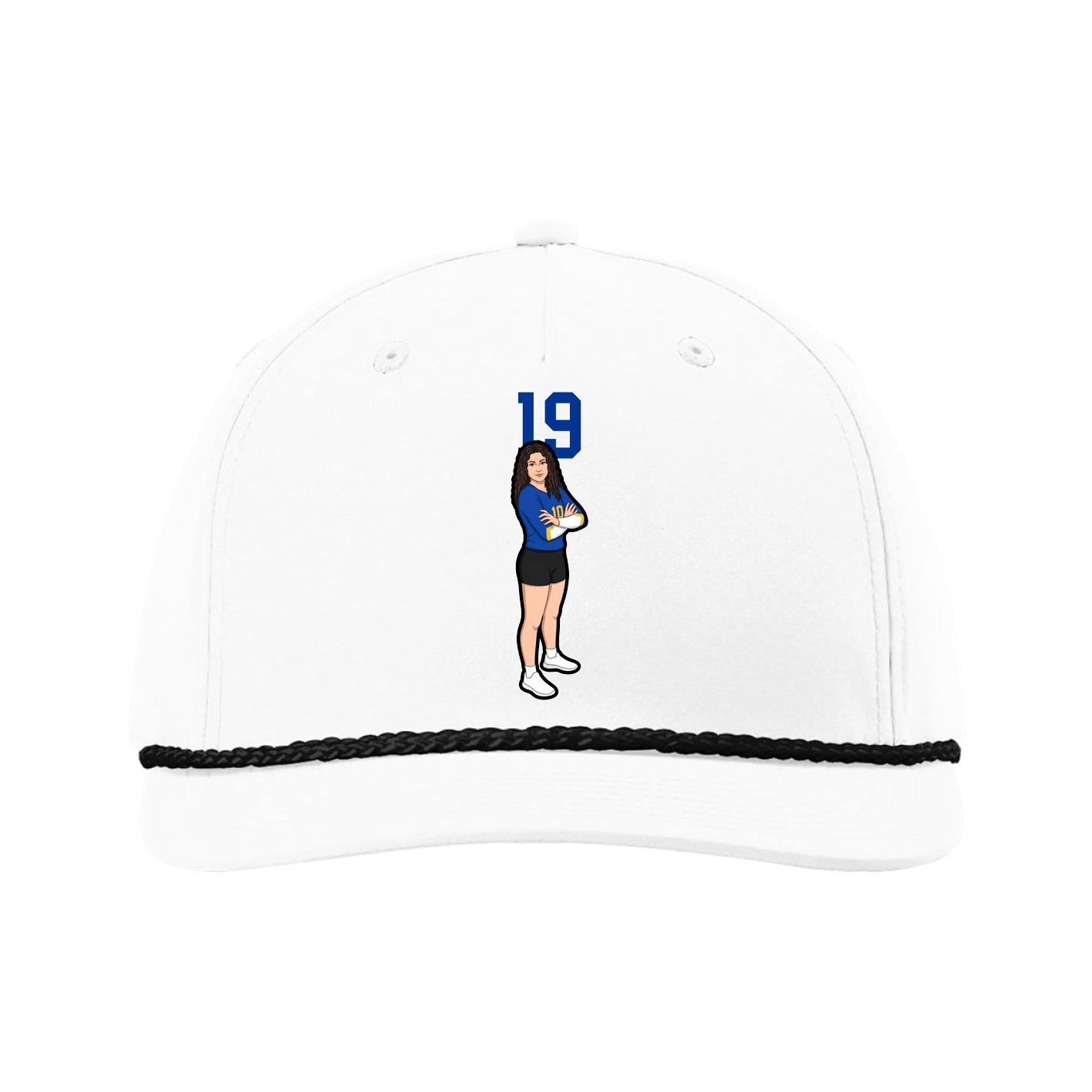 Five-Panel Classic Rope Cap — Number Top in White