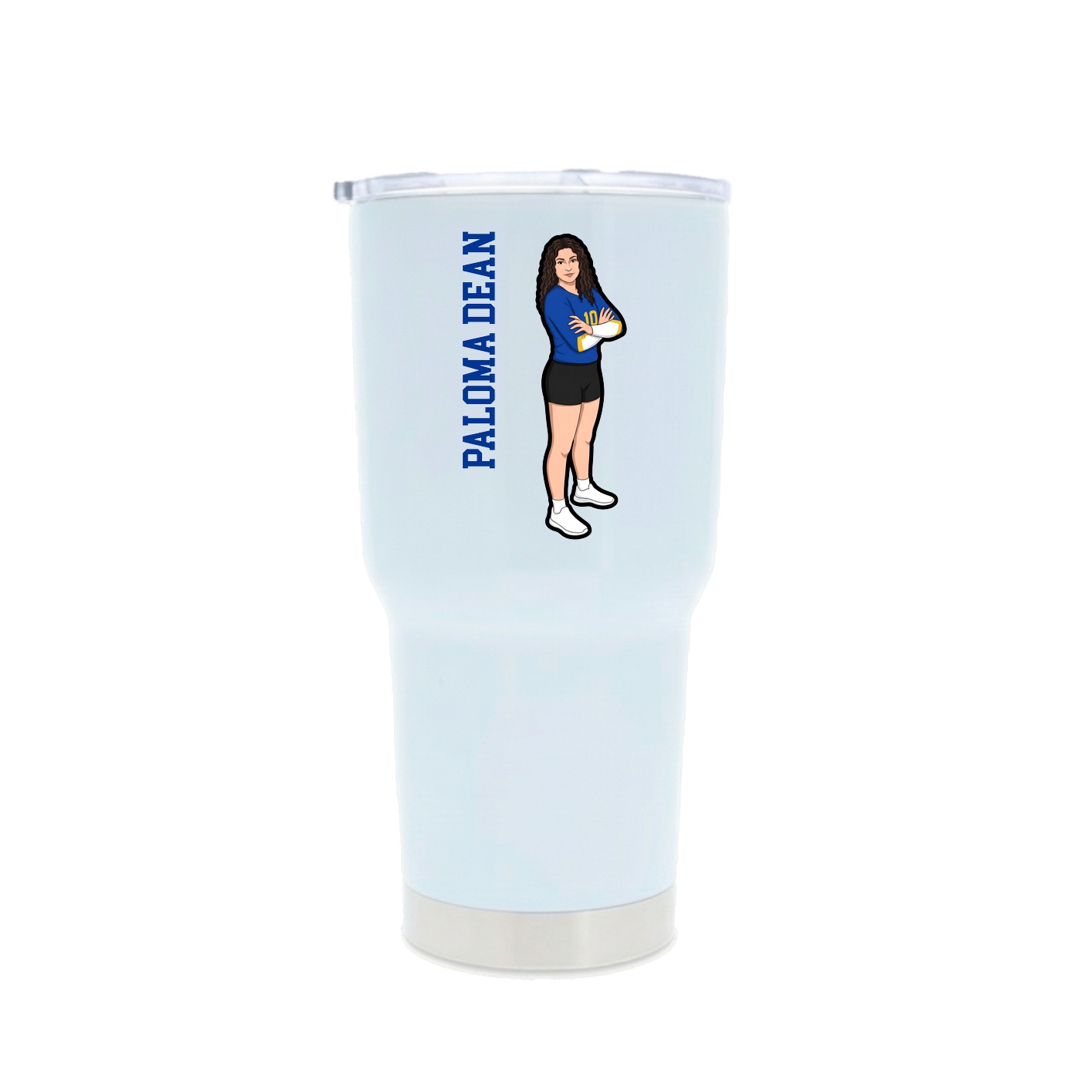 30oz Stainless Steel Tumbler — Name Vertical in White