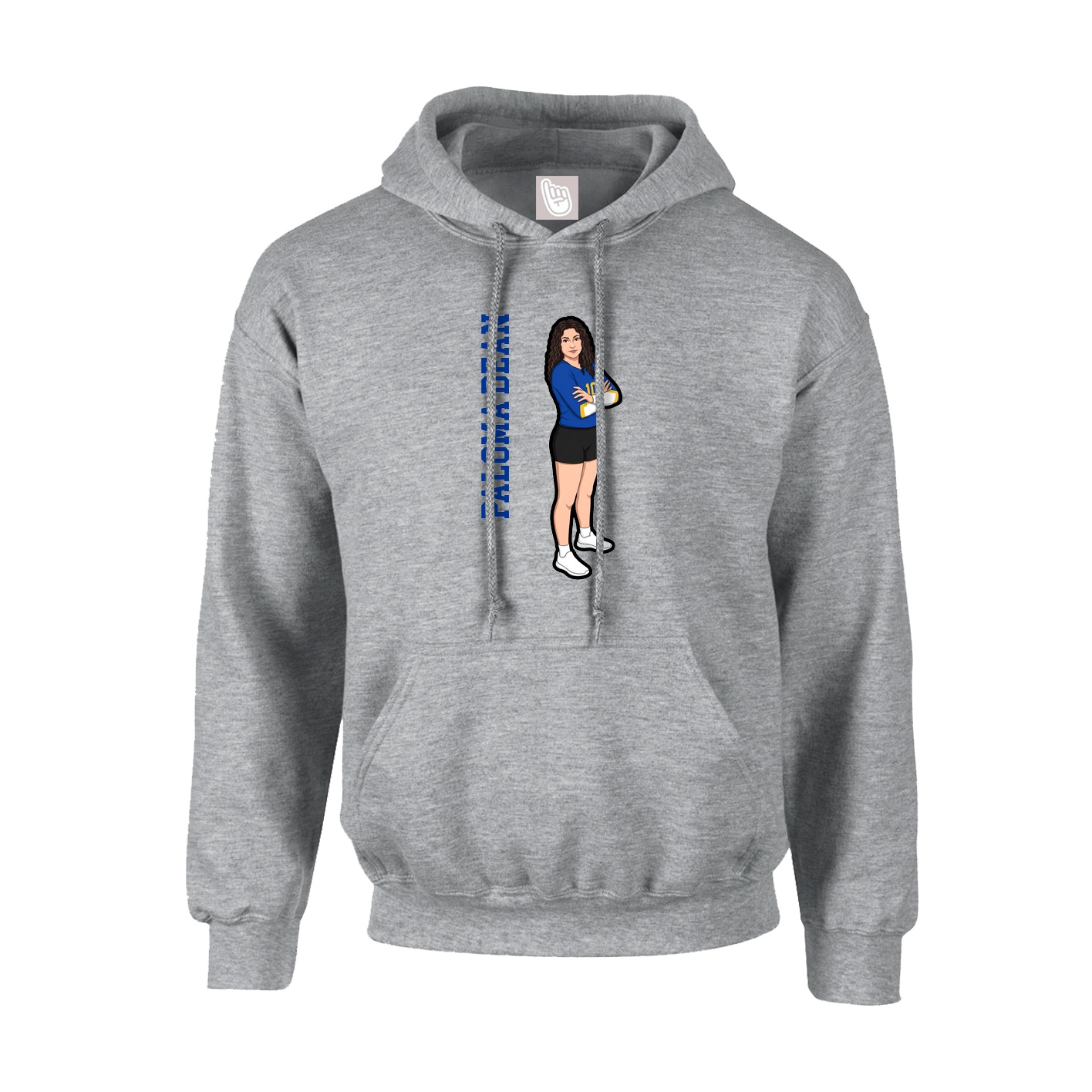 Youth Hoodie — Name Vertical in Grey