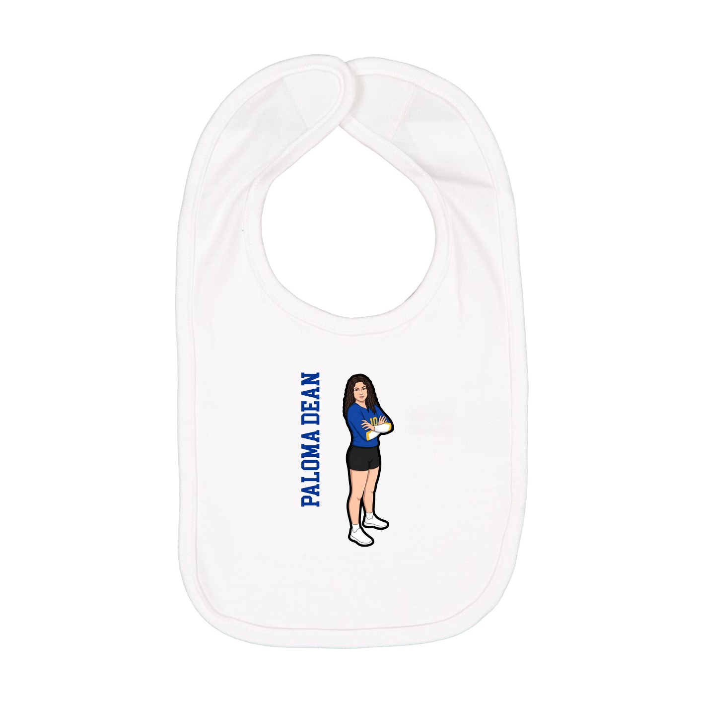 Infant Bib — Name Vertical in White