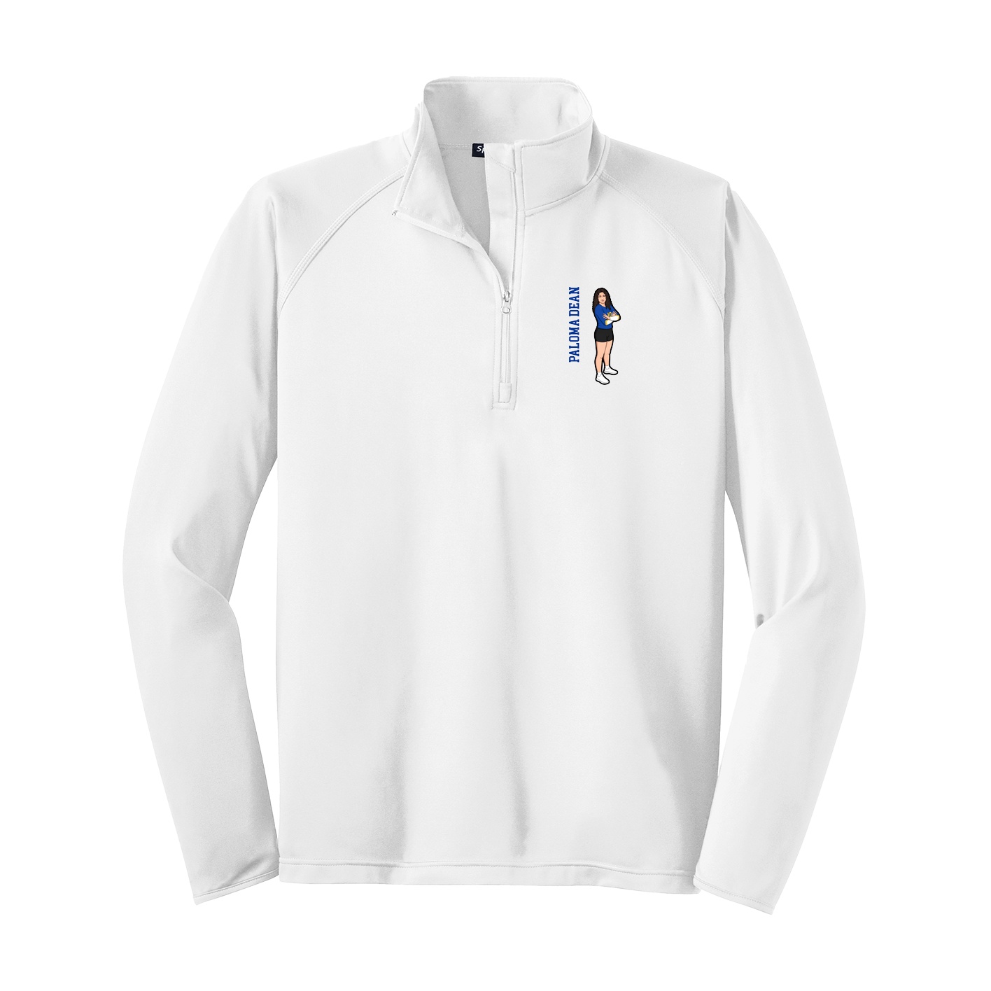 Q-Zip Pullover — Name Vertical in White