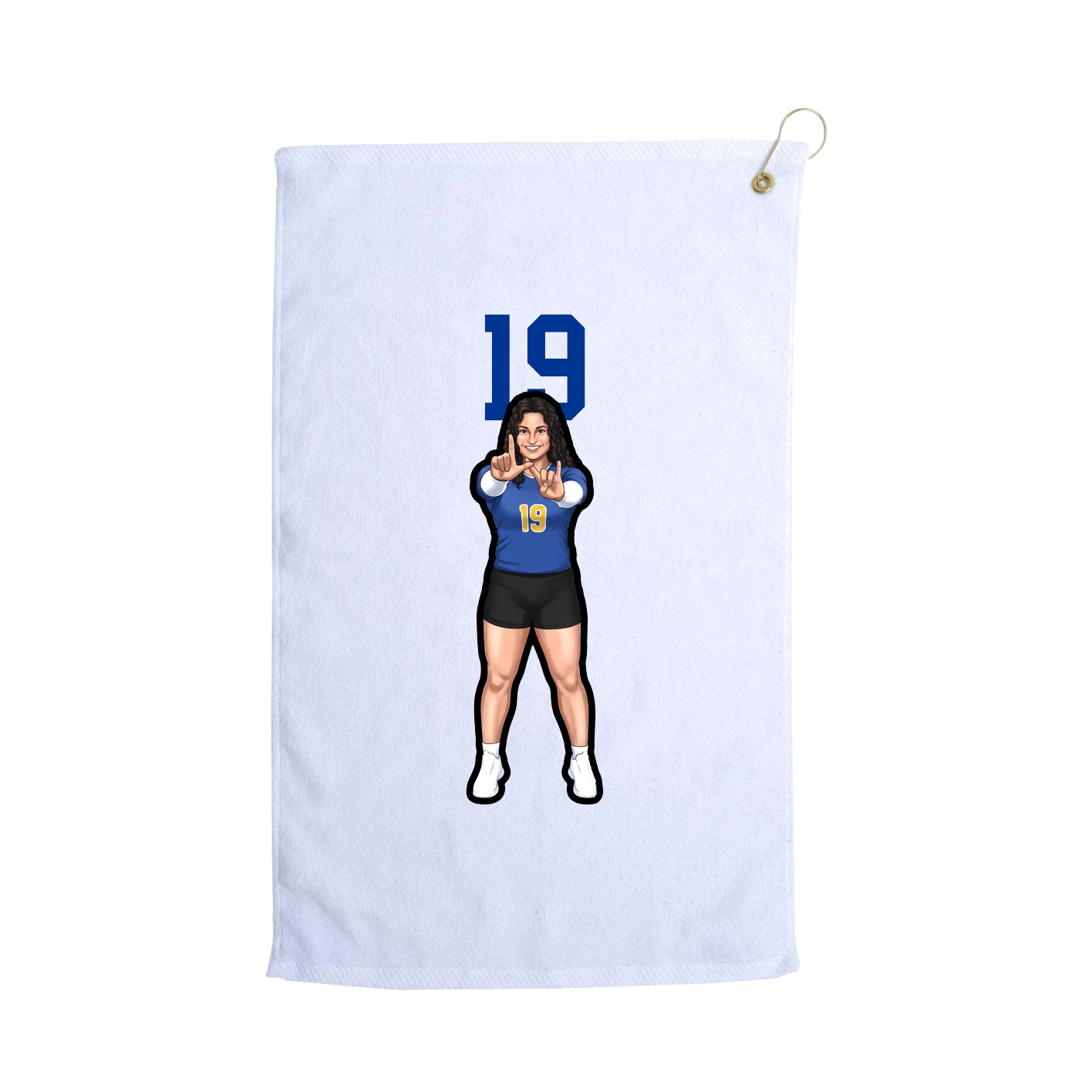 Golf Towel — Number Top in White