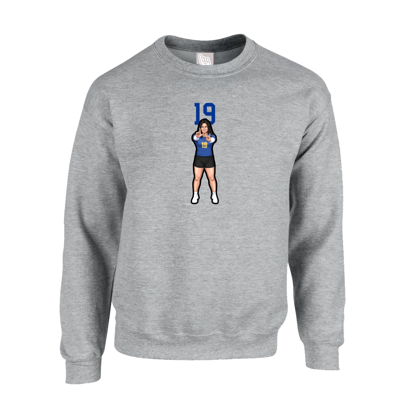 Fleece Crew — Number Top in Grey