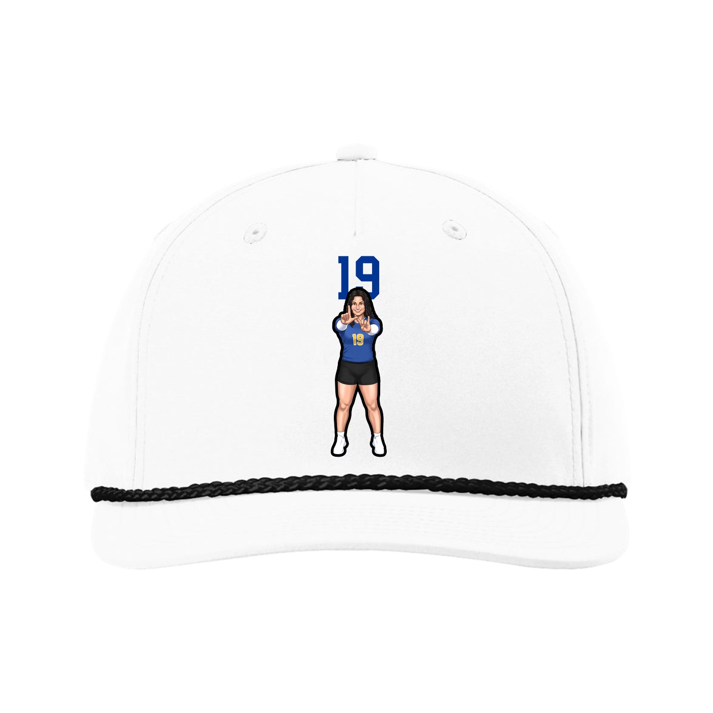 Five-Panel Classic Rope Cap — Number Top in White