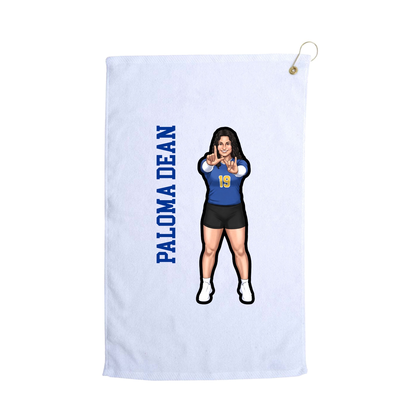Golf Towel — Name Vertical in White