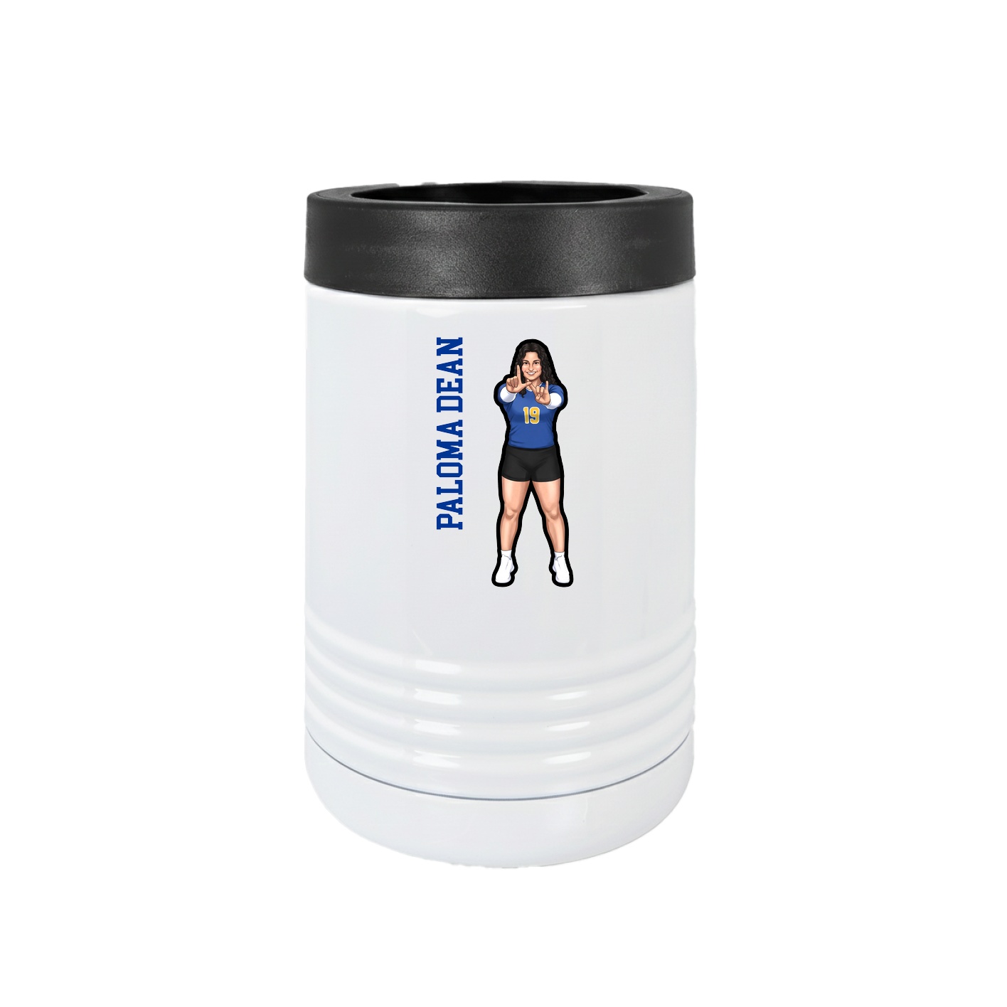 Beverage Holder — Name Vertical in White