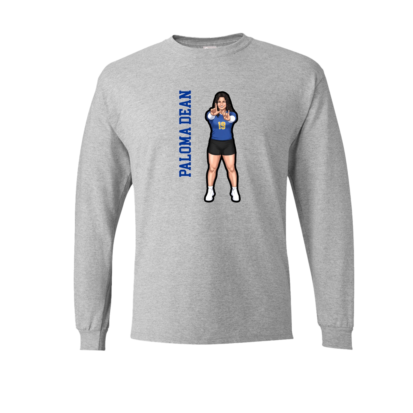 Long Sleeve Tee — Name Vertical in Grey