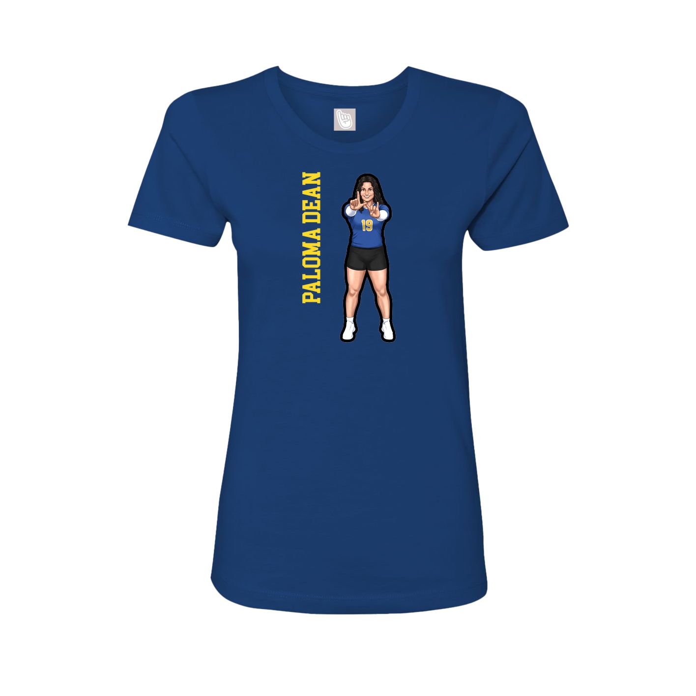 Fitted Women's Tee — Name Vertical in Royal