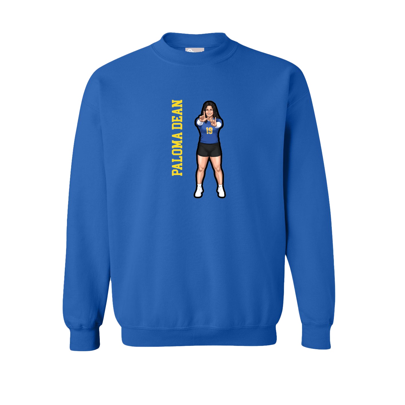 Fleece Crew — Name Vertical in Royal