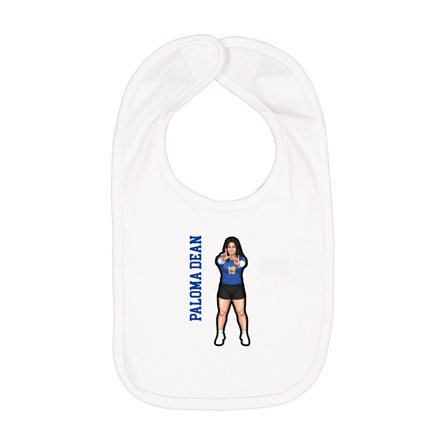 Infant Bib — Name Vertical in White