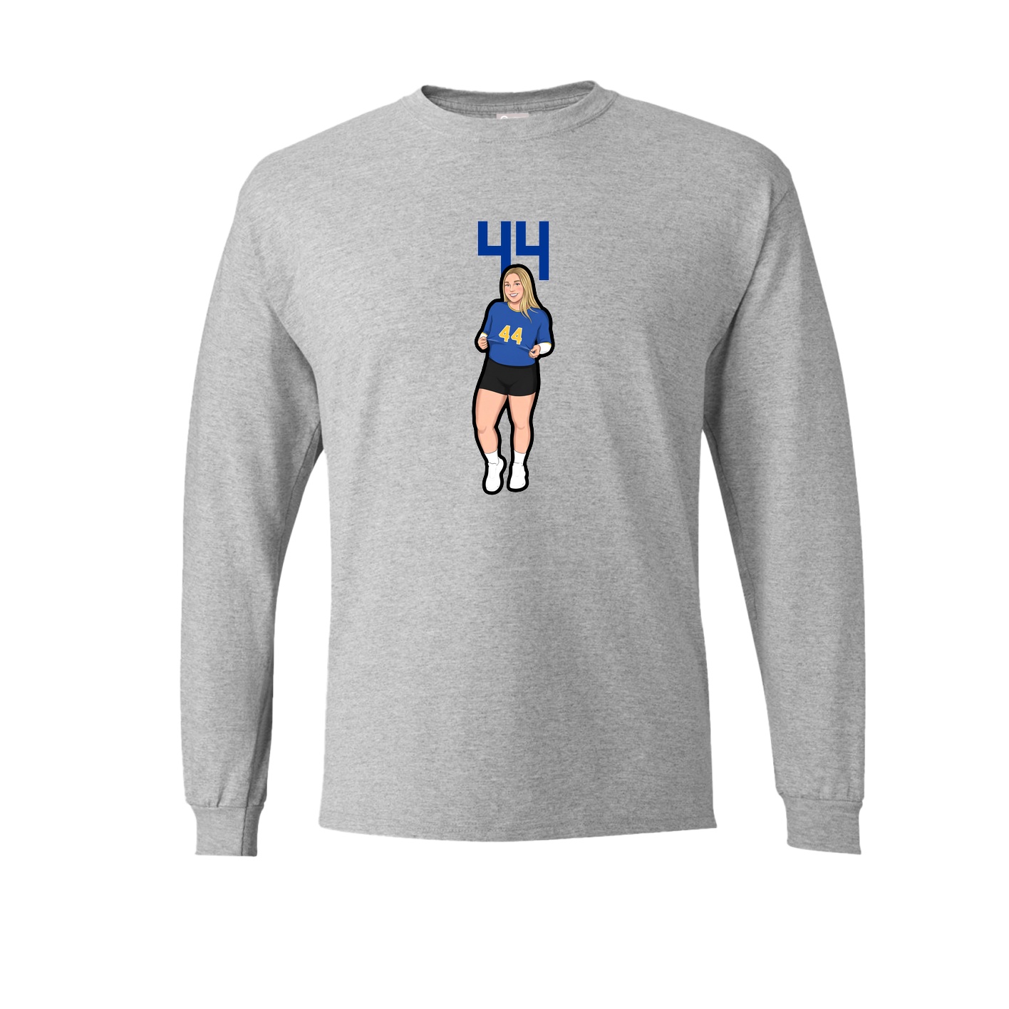 Long Sleeve Tee — Number Top in Grey