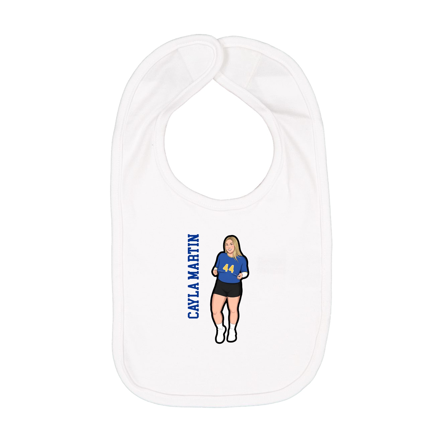 Infant Bib — Name Vertical in White