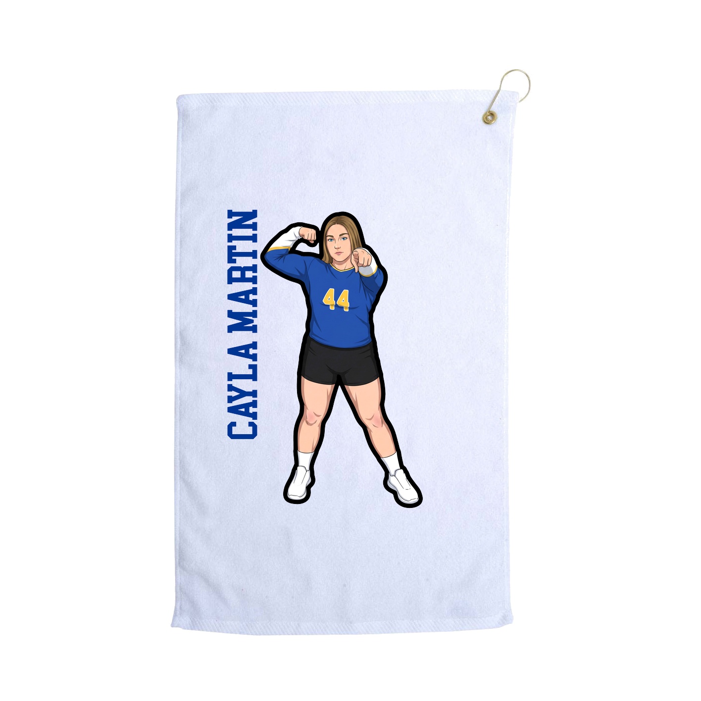 Golf Towel — Name Vertical in White