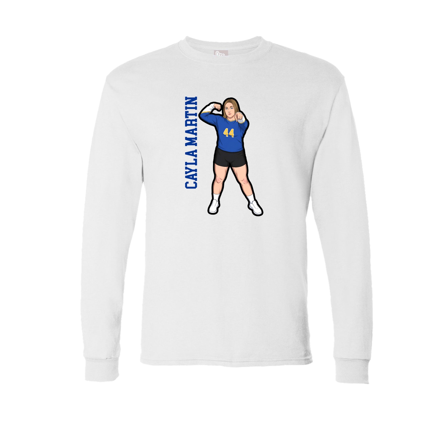 Long Sleeve Tee — Name Vertical in White