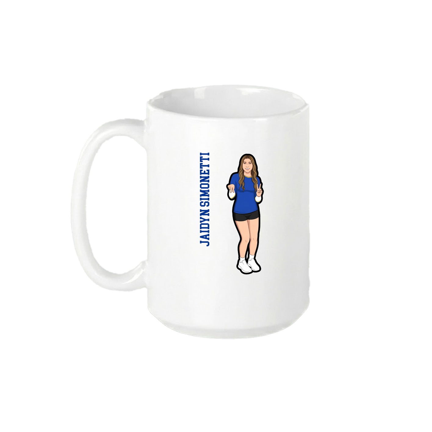 15oz Coffee Mug — Name Vertical in White