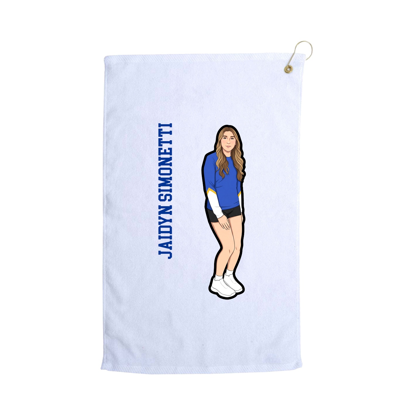 Golf Towel — Name Vertical in White