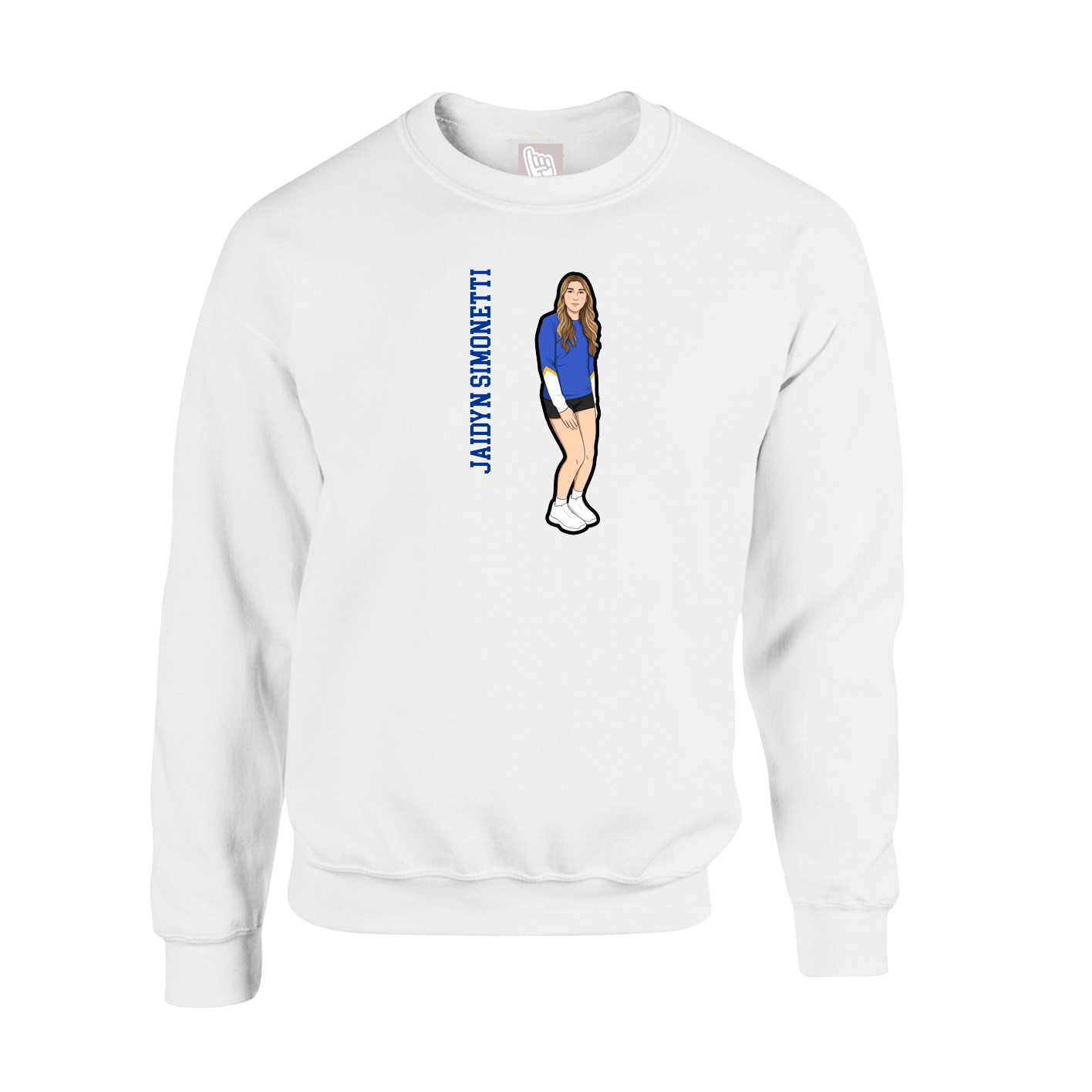Fleece Crew — Name Vertical in White