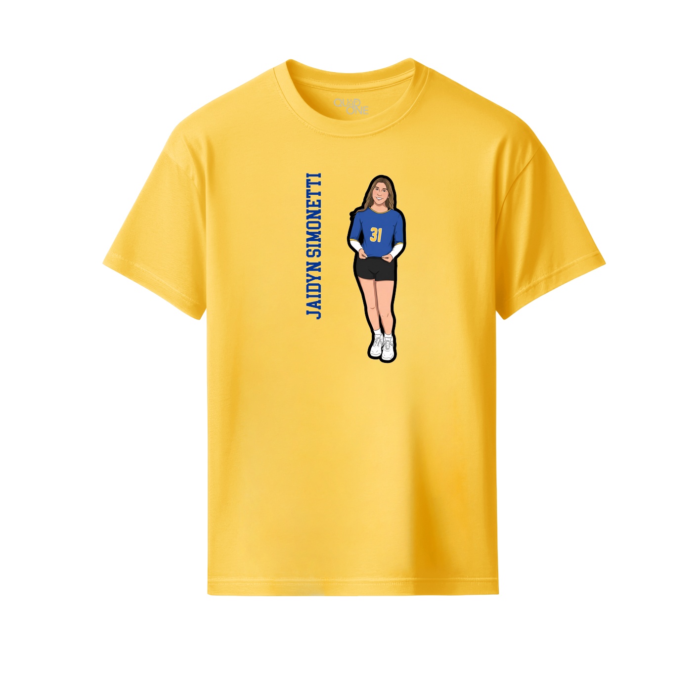 Youth Tee — Name Vertical in Yellow