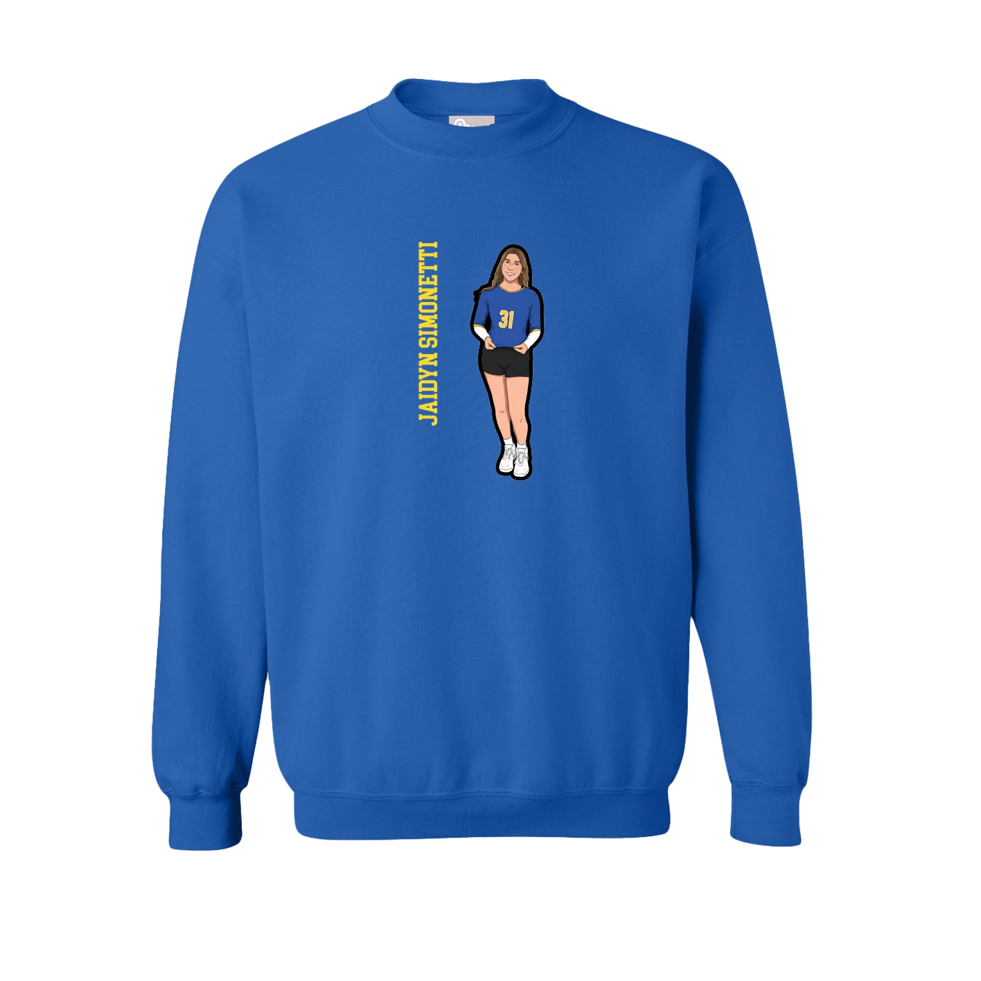 Fleece Crew — Name Vertical in Royal