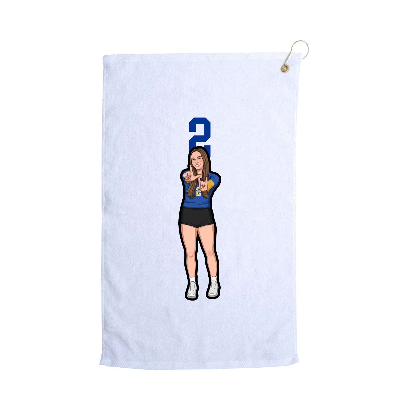 Golf Towel — Number Top in White