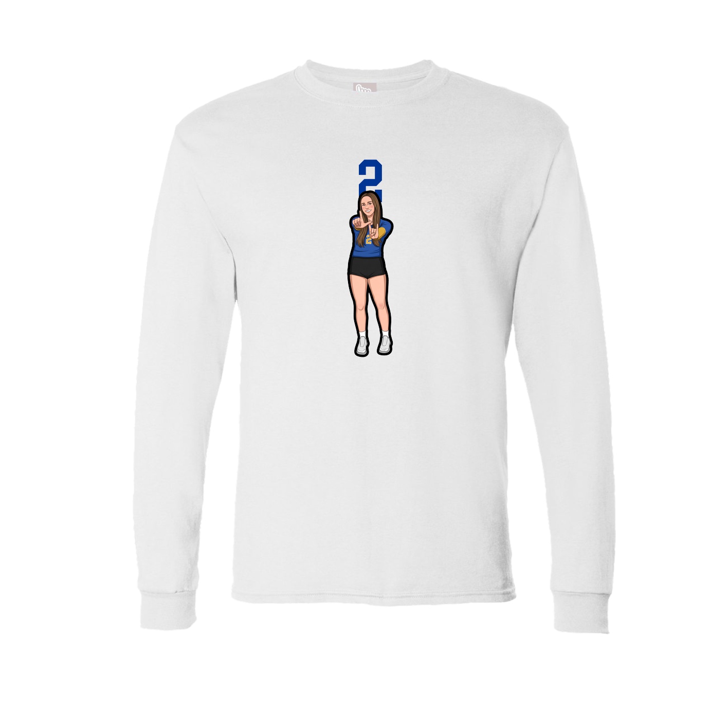 Long Sleeve Tee — Number Top in White