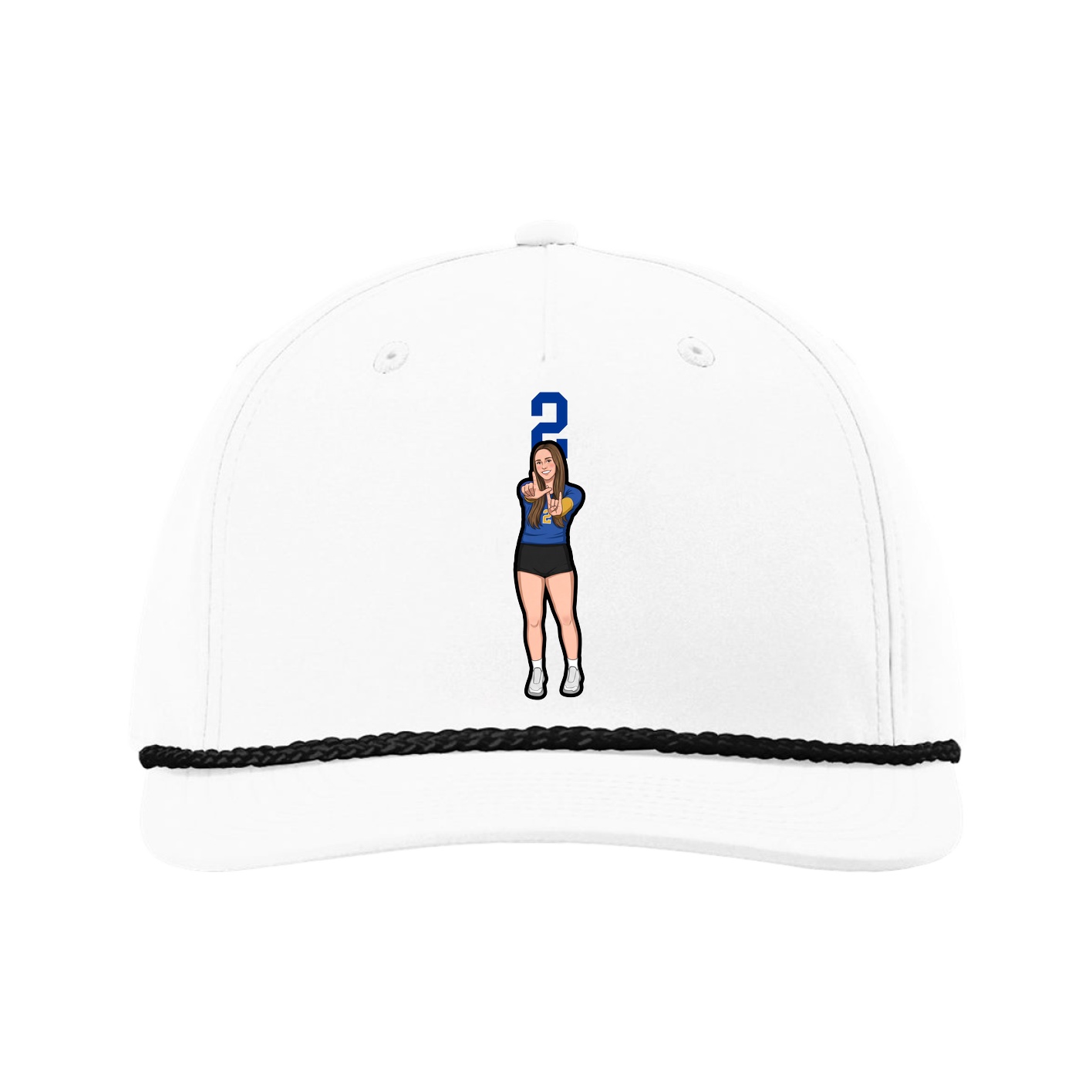 Five-Panel Classic Rope Cap — Number Top in White