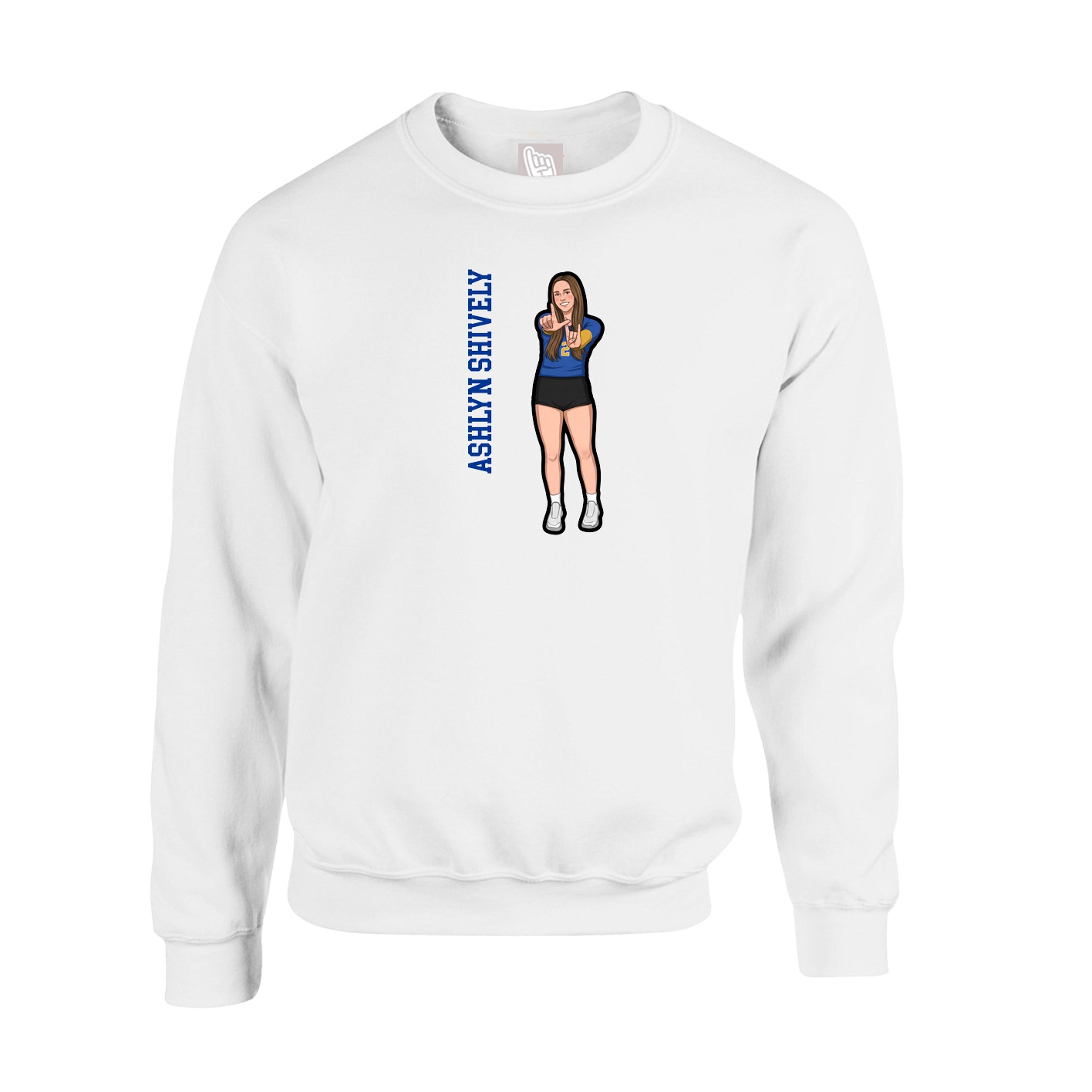 Fleece Crew — Name Vertical in White
