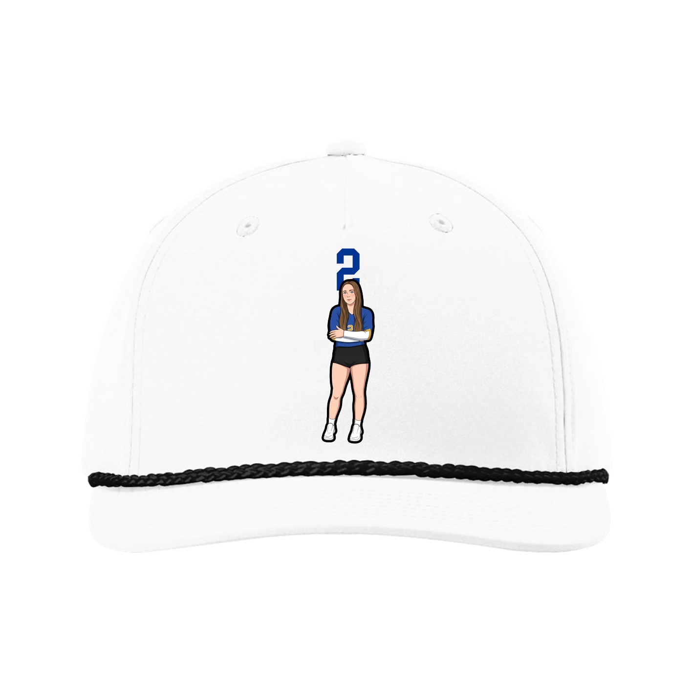 Five-Panel Classic Rope Cap — Number Top in White