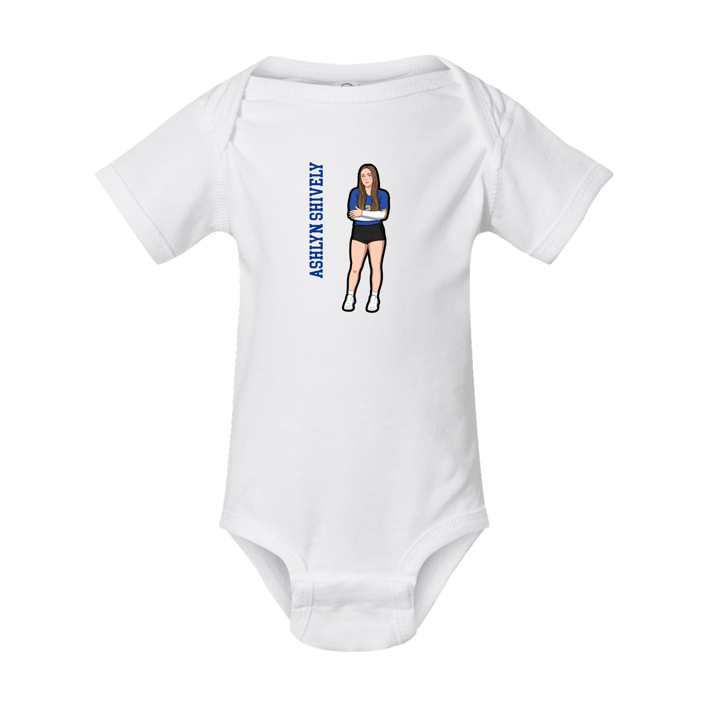 Baby Onesie — Name Vertical in White