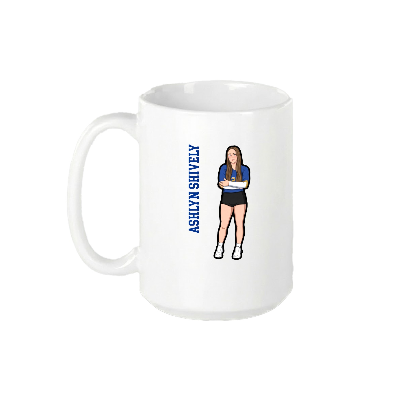 15oz Coffee Mug — Name Vertical in White
