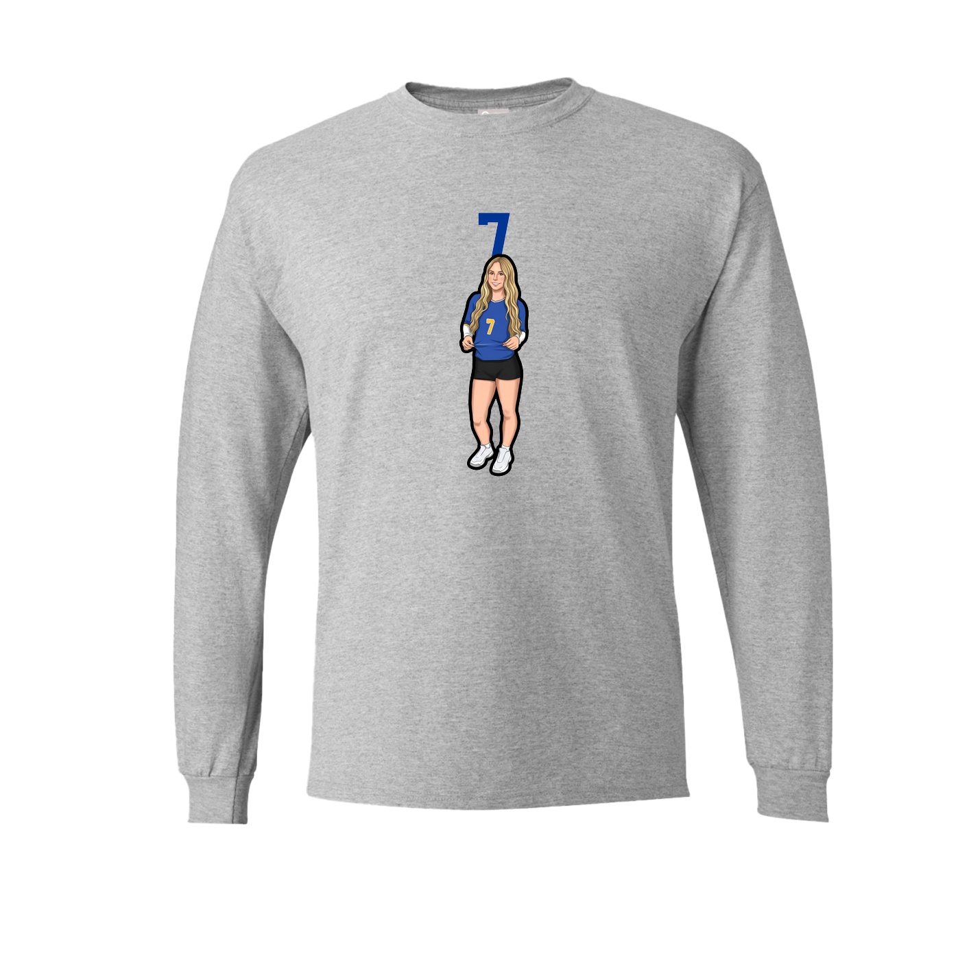 Long Sleeve Tee — Number Top in Grey
