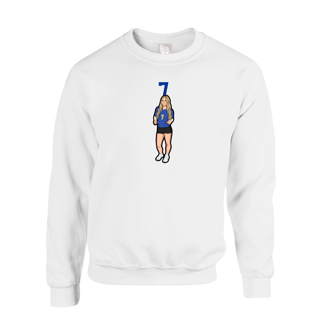 Fleece Crew — Number Top in White