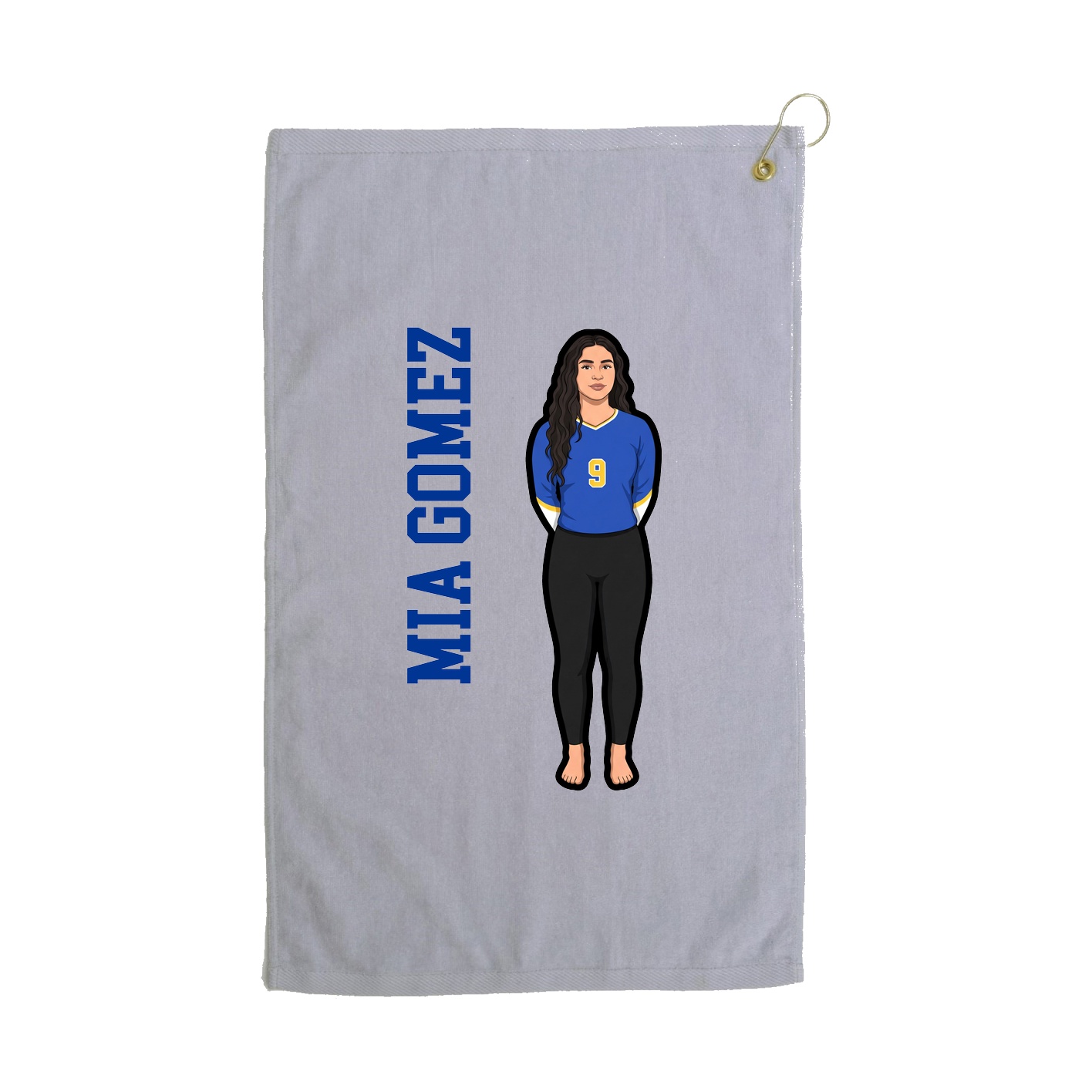 Golf Towel — Name Vertical in Grey